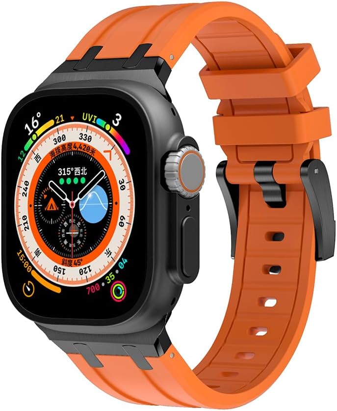 NewWays Correa para Apple Watch Ultra Band de 1.929 in, 1.772 in, 1.732 in, 1.654 in, 1.614 in, 1.575 in, 1.496 in, para hombres, correa de goma de