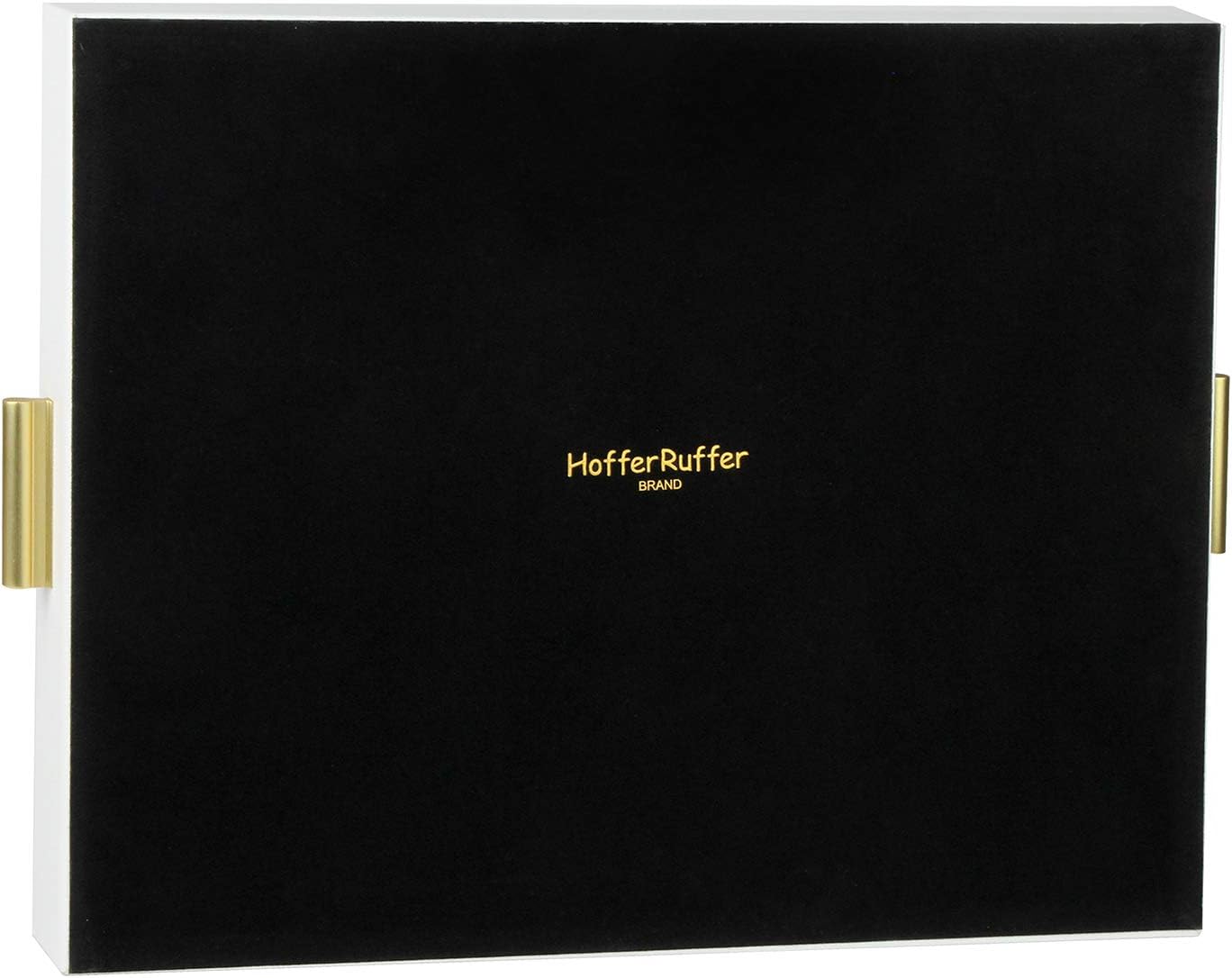 HofferRuffer Bandeja extra grande con asas, elegante bandeja decorativa de piel sintética para mesa auxiliar, otomana, mesa consola (bandeja blanca