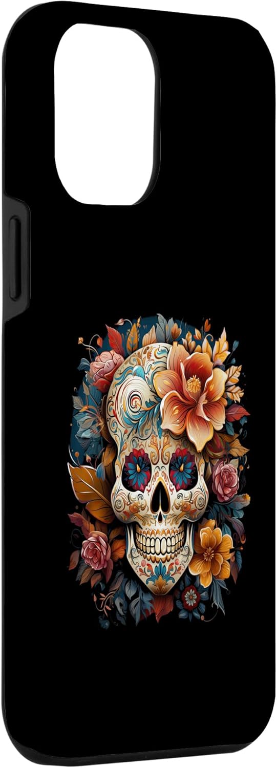 iPhone 13 Pro Max Floral Mexican Skull Day of the Dead Dia De Muertos Funda para mujer