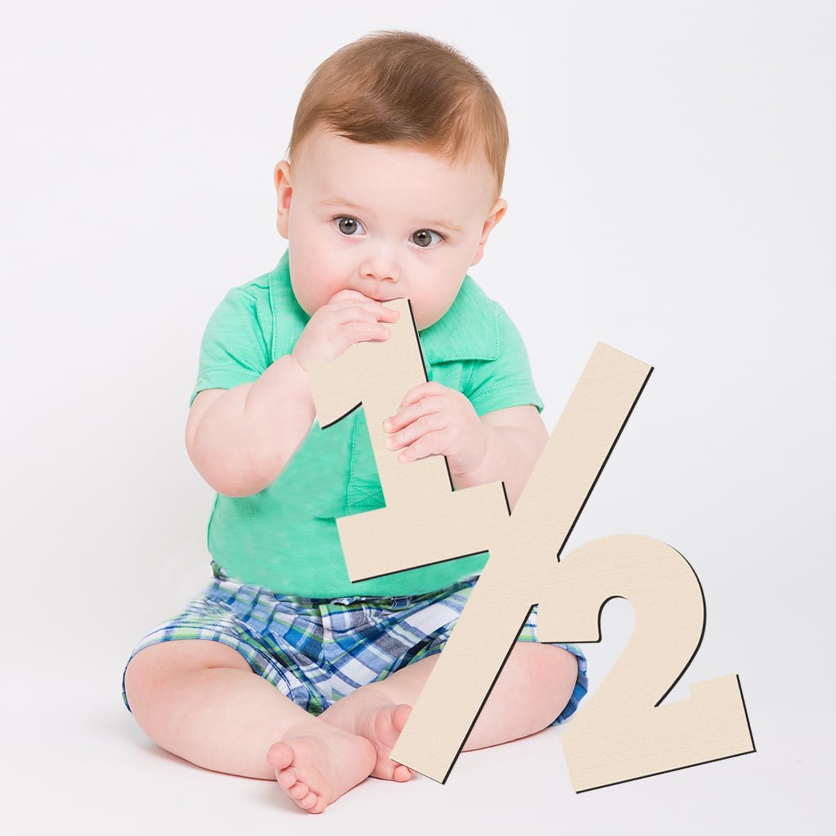 Decoraciones de cumpleaños de 12, letrero de madera de 6 meses, accesorios para sesión de fotos, decoración de madera colgante de cumpleaños de