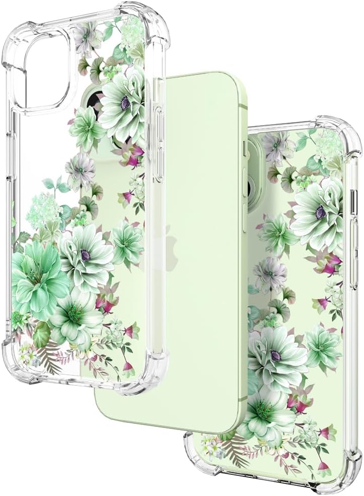 Funda para iPhone 15 con diseño floral, bonita y transparente, para mujeres y niñas, compatible con iPhone 15, diseño de dalias maravillosas, color