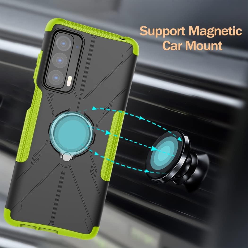 Funda compatible con Moto Edge 2021, Moto Edge 5G UW con protector de pantalla de vidrio templado, soporte magnético con soporte magnético para