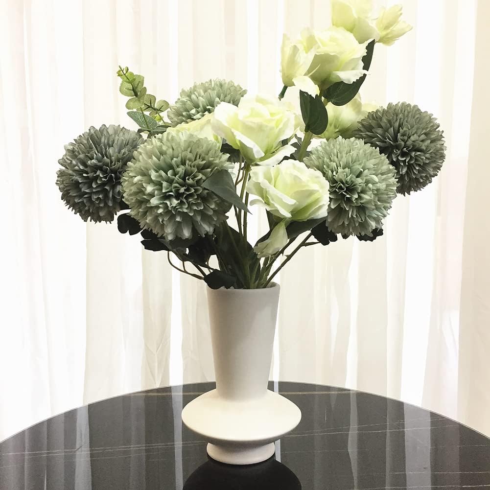 White Ceramic Vase Nordic Minimalist Style Decor for Countertop Center Dresser Kitchen Living Room Home Decor White Matte Abstract Vase (White 666)