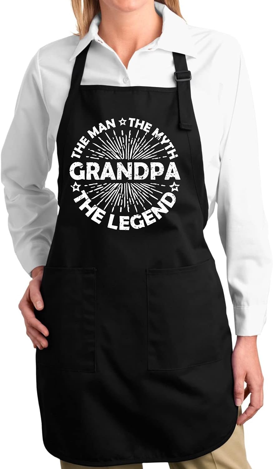 Wild Bobby Grandpa Man Myth Legend – Delantal gráfico para cocina, barbacoa, cocina, cocina, parrilla, cocina, con bolsillos