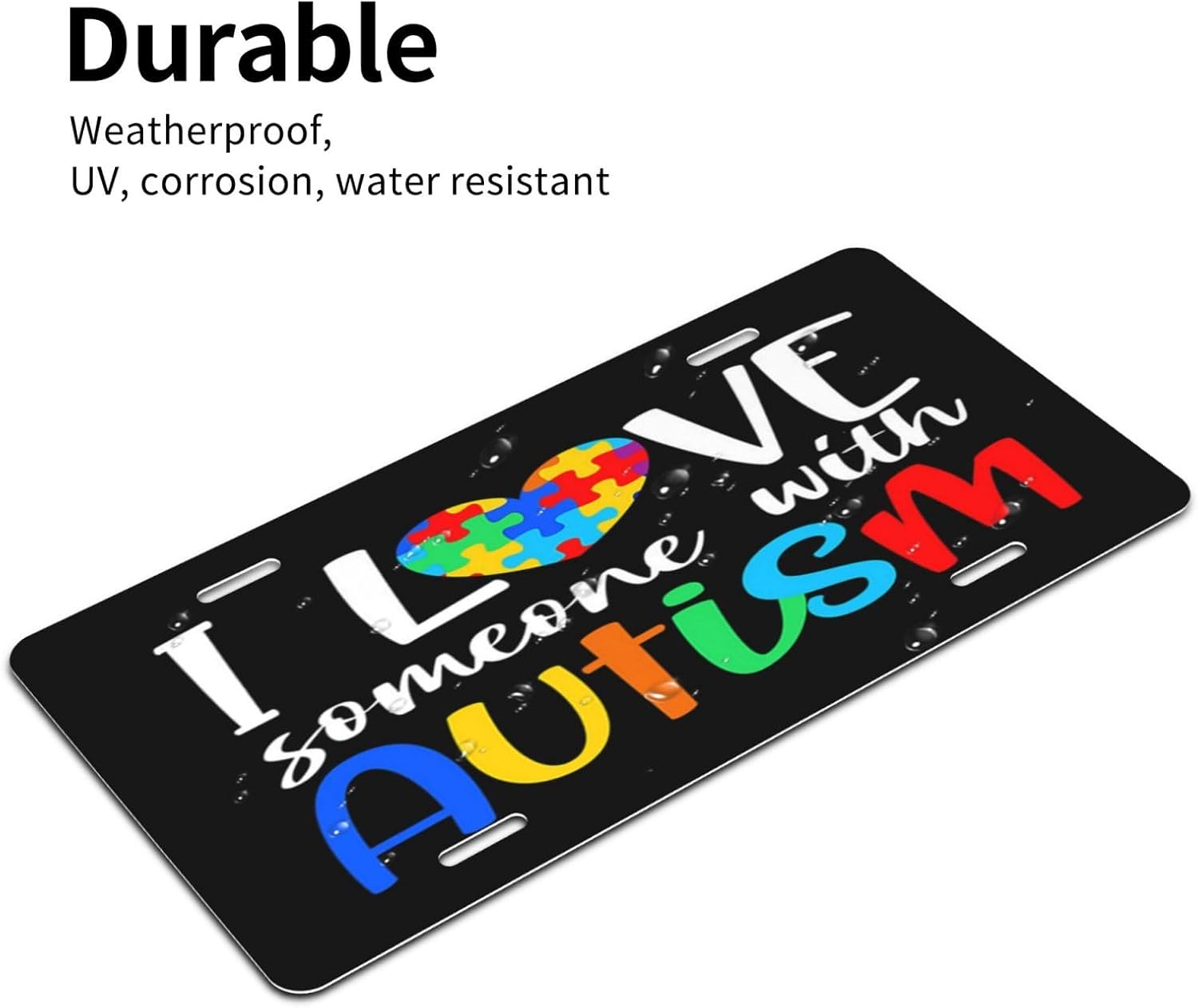 Placa de matrícula retro con texto en inglés “I Love Someone with Autismo”, placa de metal para automóvil, decoración del hogar para mujeres y