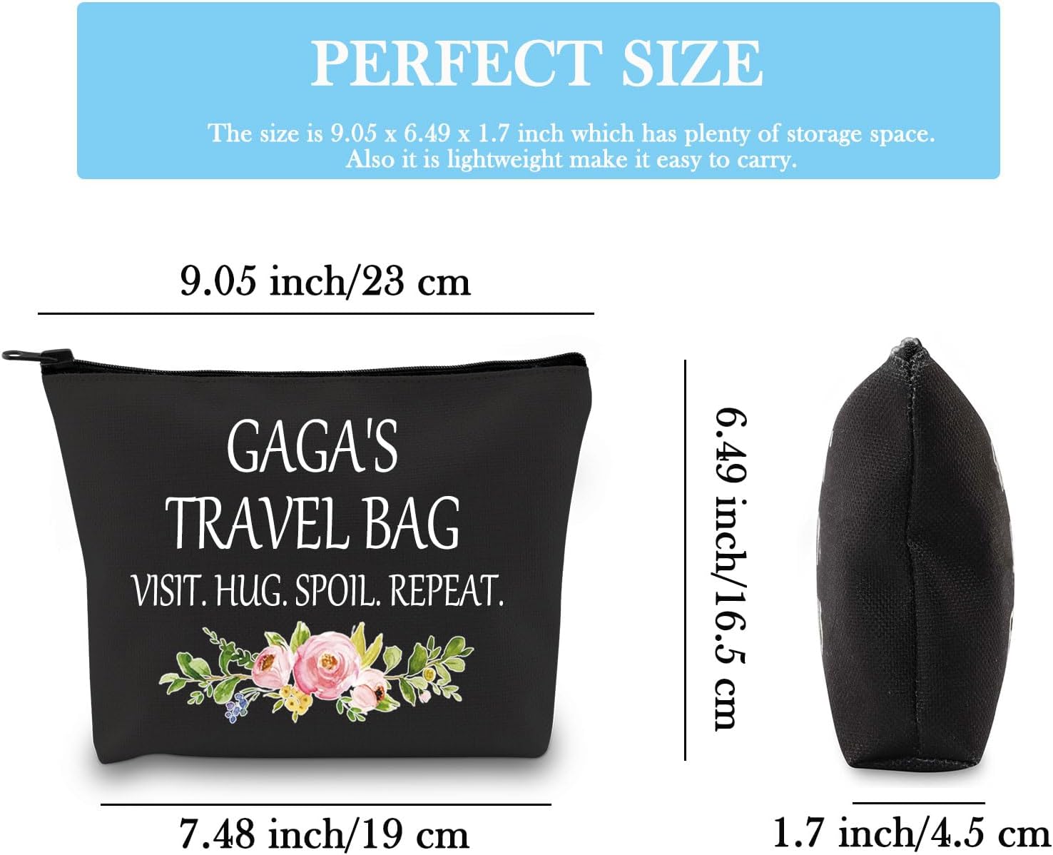 Gaga Gift Gaga Bolsa de maquillaje Gaga Regalo de Apreciación de la Abuela Neceser de Viaje para Gaga, Viajes de Gaga Negro, Moderno