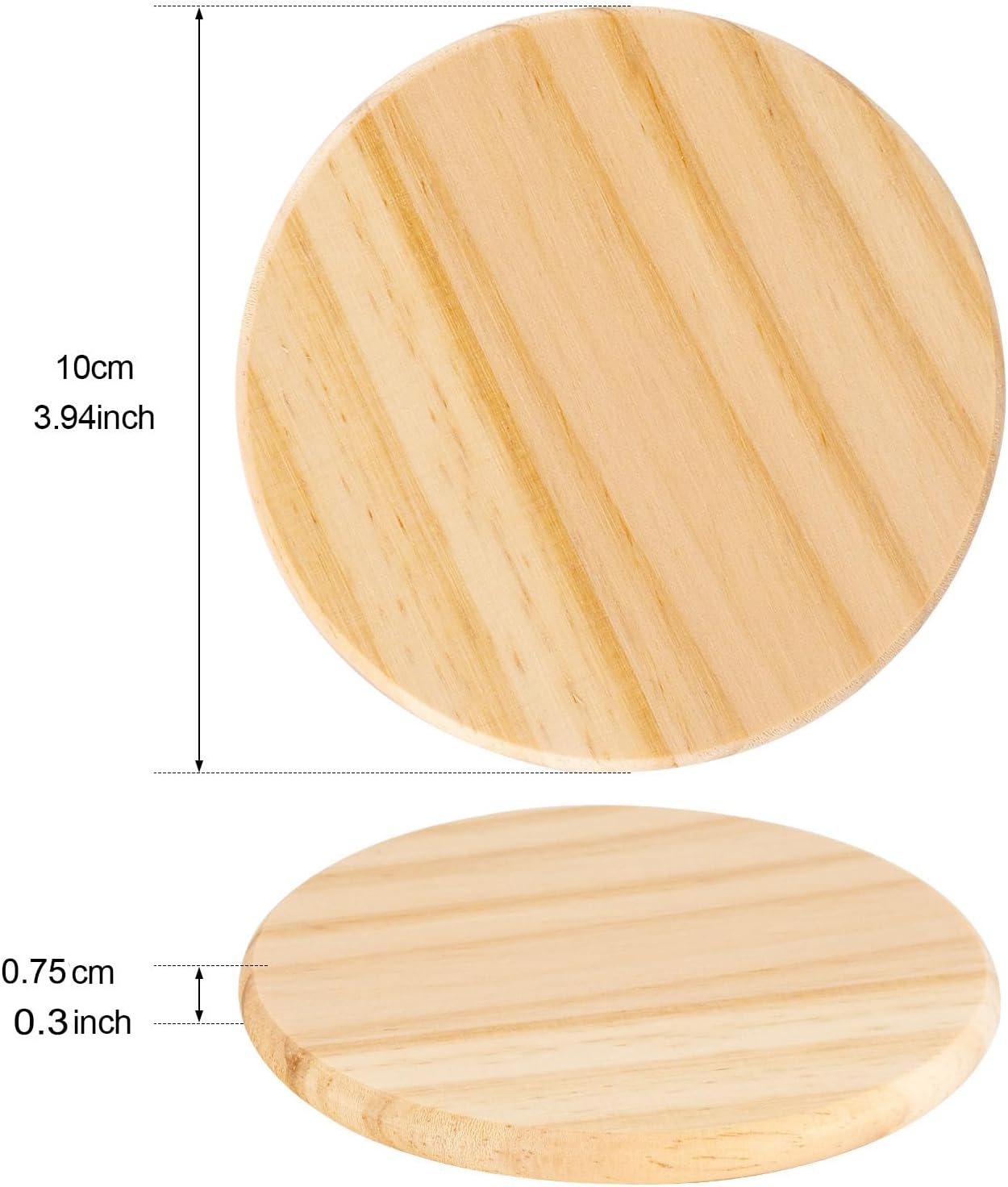 Paquete de 12 posavasos de madera sin terminar, posavasos redondos de madera en blanco de 4 pulgadas, rebanadas de madera para modelos