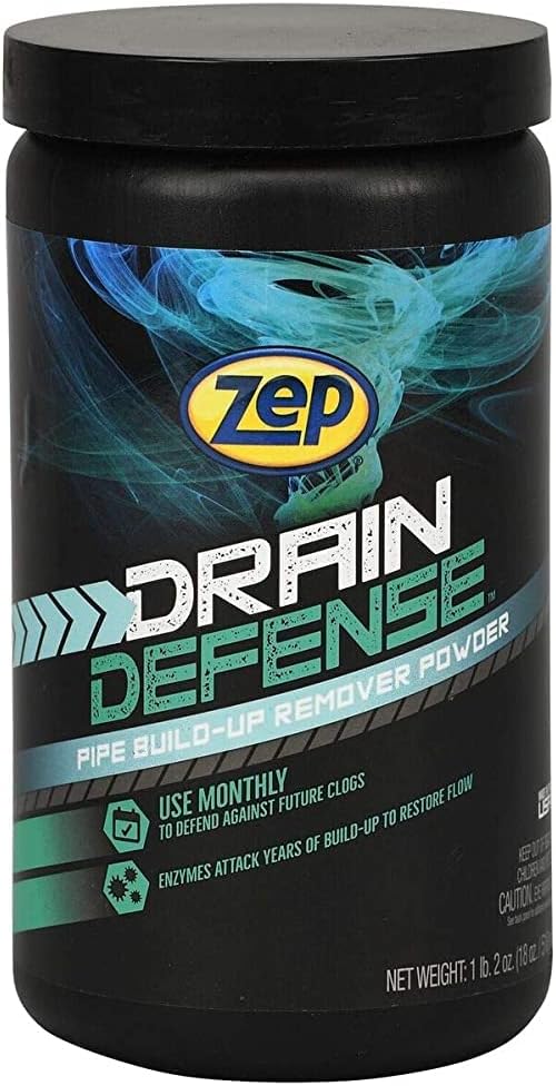 Zep Drain Defense ZDC16 – Limpiador de drenaje enzimático en polvo, 18 onzas (caja de 12), seguro para tuberías y sistemas sépticos