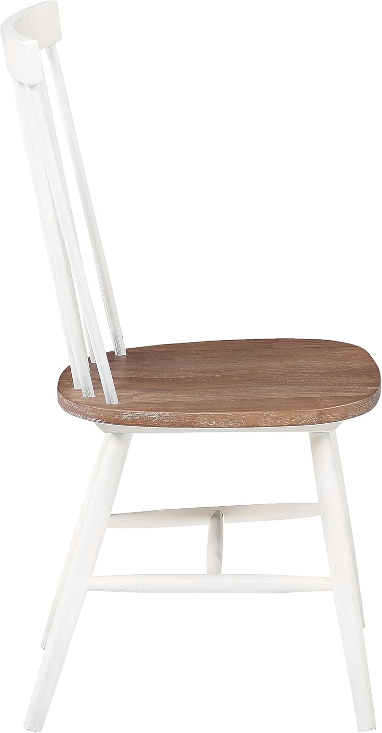 OSP Home Furnishings Eagle Ridge – Sillas de comedor tradicionales de madera maciza estilo Windsor, paquete de 2, color crema
