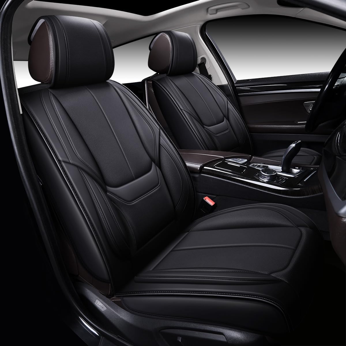 OASIS AUTO – Fundas de piel sintética para asiento de automóvil, ajuste universal para auto de 5 pasajeros y SUV, set de accesorios para interiores