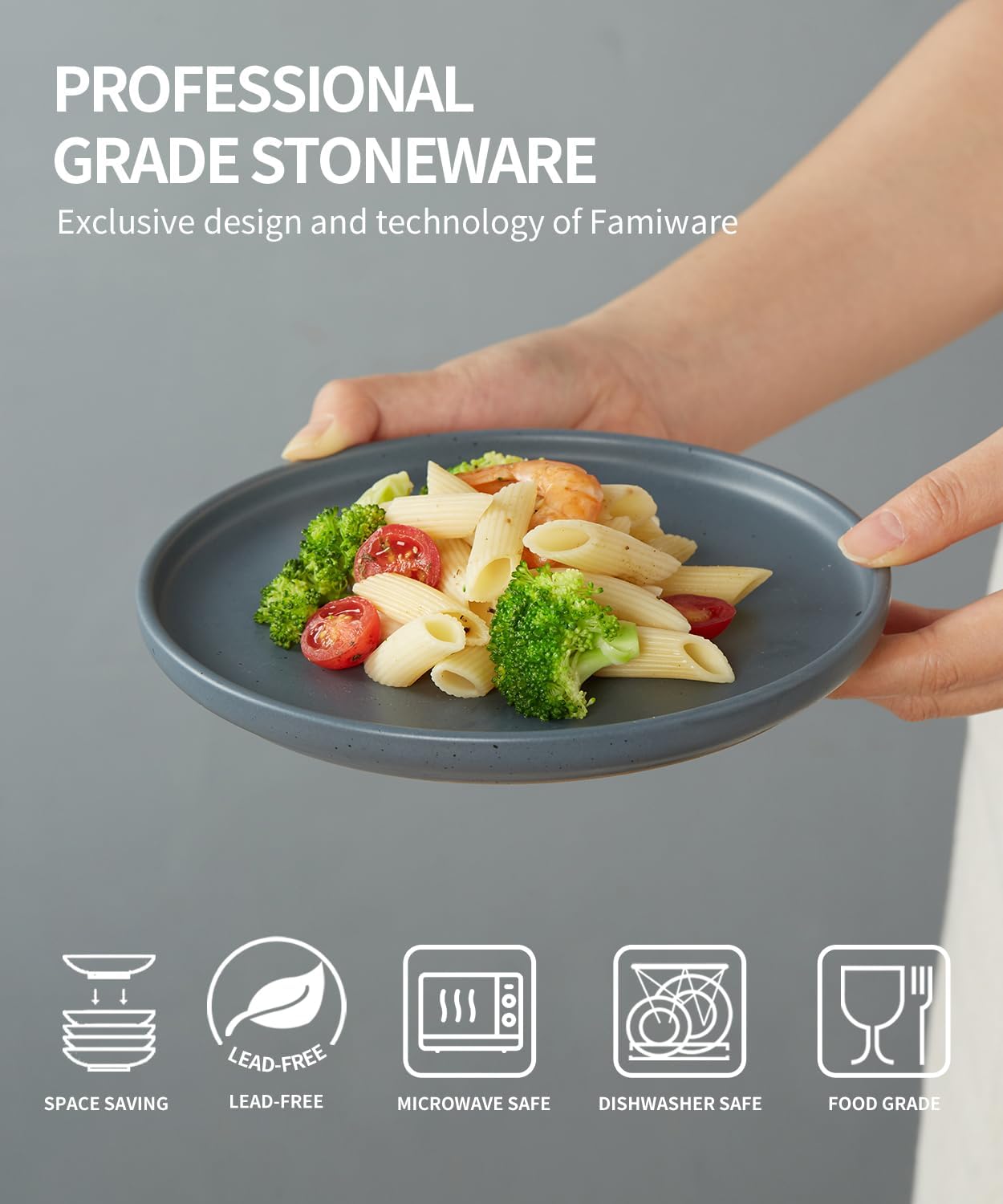 famiware Dawn – Juego de 6 platos de ensalada moteados de cerámica de 7.5 pulgadas, platos rústicos modernos de cocina, aptos para lavavajillas y