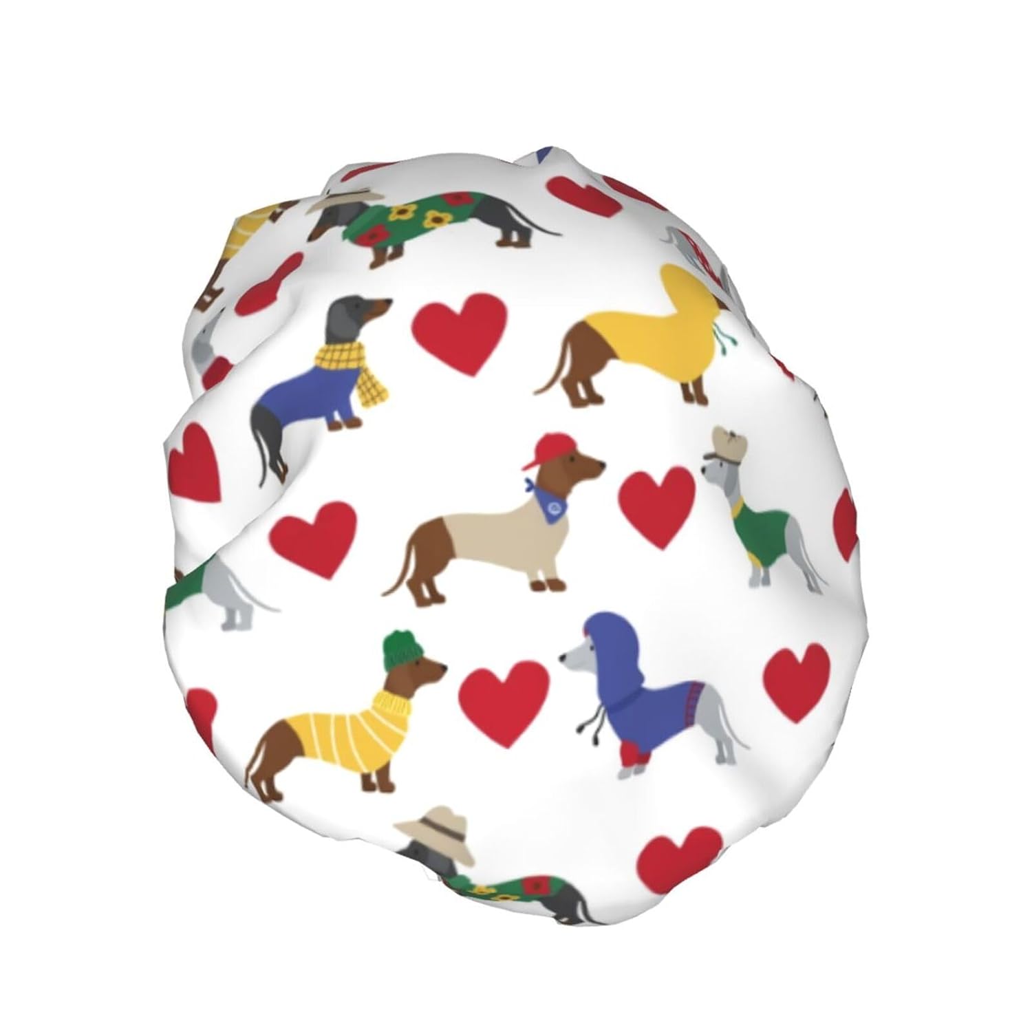 Lovely Dachshund Dog Shower Cap For Women Adjustable Double Waterproof Layers Bathing Shower Hat Hair Protection Reusable Ladies Spa Salon Shower Hat