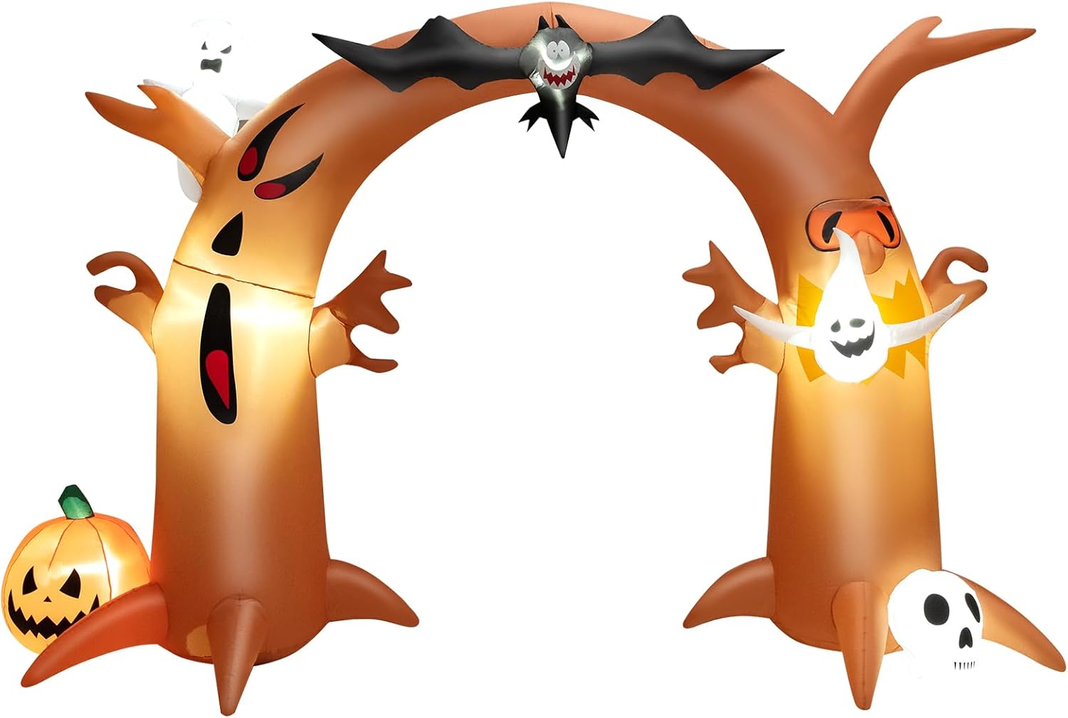 COSTWAY Arco de árbol muerto inflable de Halloween de 8 pies de alto con murciélago, luces LED brillantes y soplador integrado