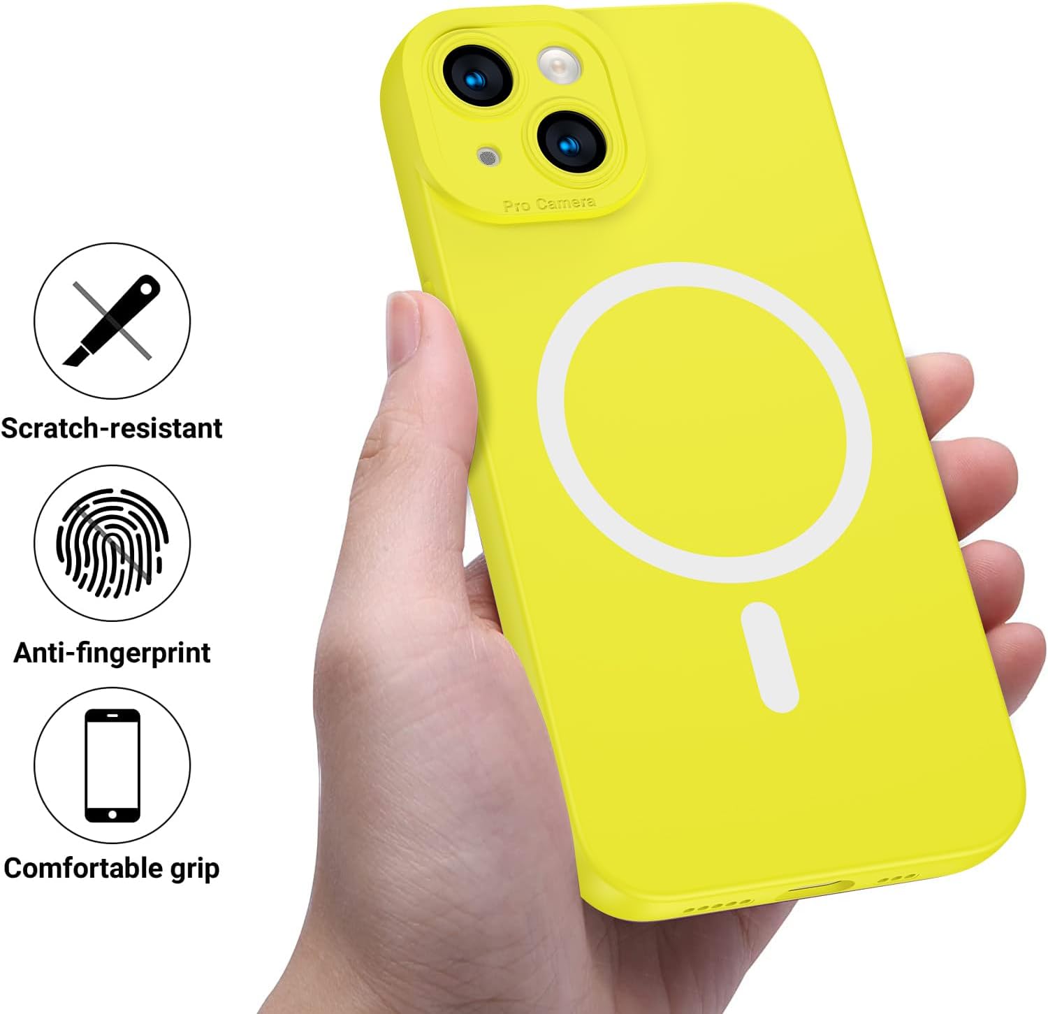 Funda magnética para iPhone 14 Plus, funda de silicona a prueba de golpes compatible con MagSafe, forro de microfibra suave antiarañazos, cubierta