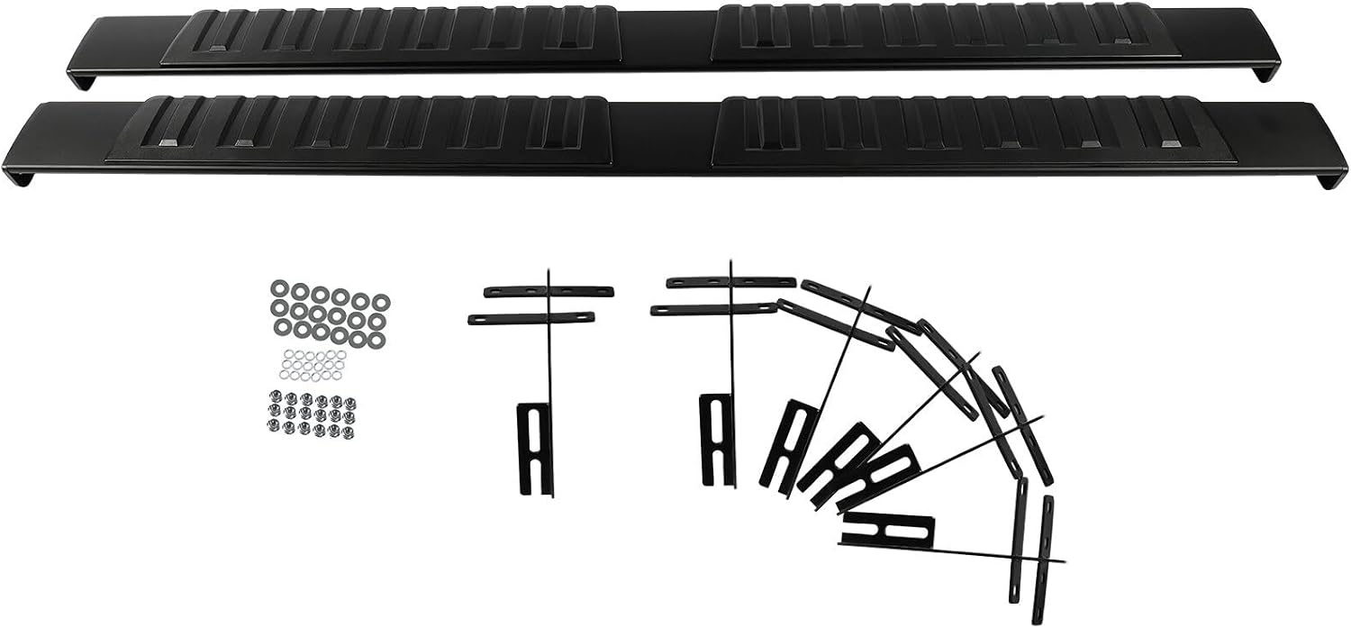 CCIYU Estribos compatibles con 2019-2023 para Ram 1500 Rocker Slider escalones laterales y barras Nerf negras de aleación de aluminio