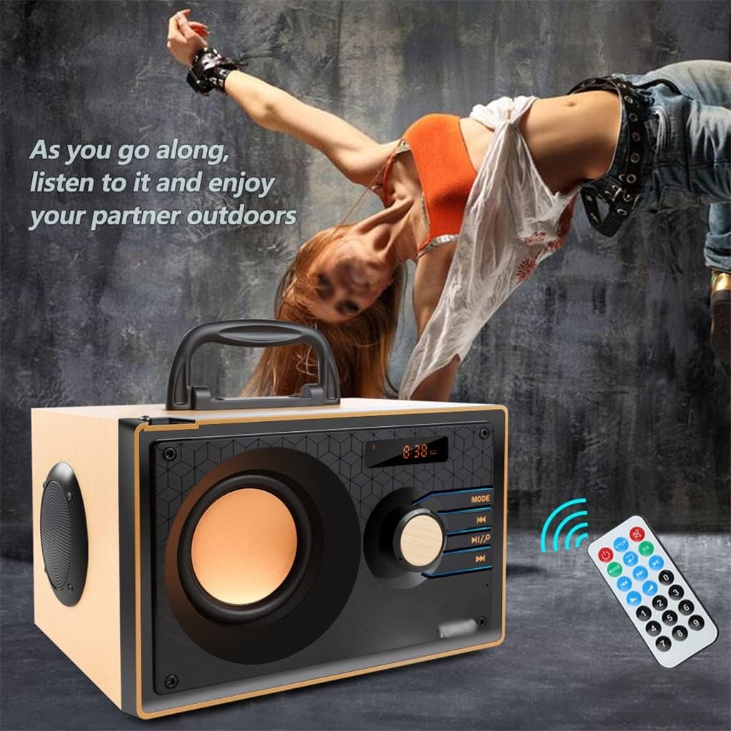 Altavoz Bluetooth portátil inalámbrico de alta potencia, radio FM, subwoofer estéreo al aire libre, soporte de graves de control remoto (color  A,