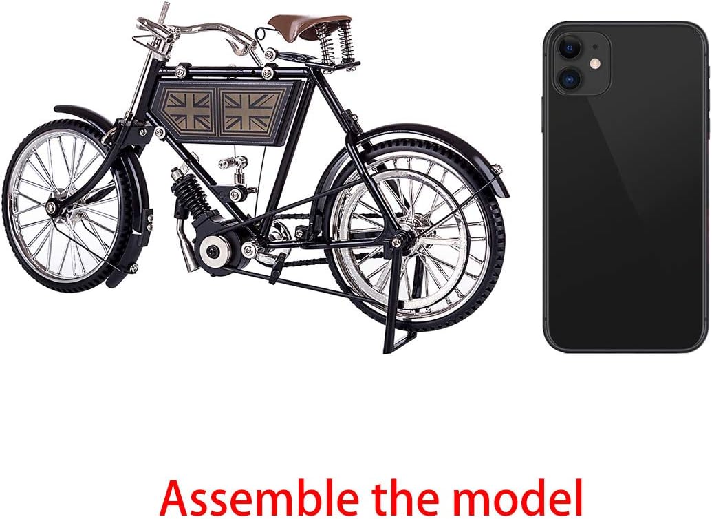 Lingxuinfo Modelo de bicicleta vintage de metal 3D, kit de construcción de bicicletas simuladas para ensamblaje, ornamento mecánico retro para