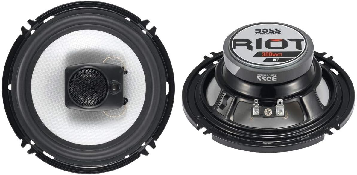 4 Boss R63 6.5 “300W 3 vías coaxiales altavoces+R1002 200W 2 canales amplificador amplificador