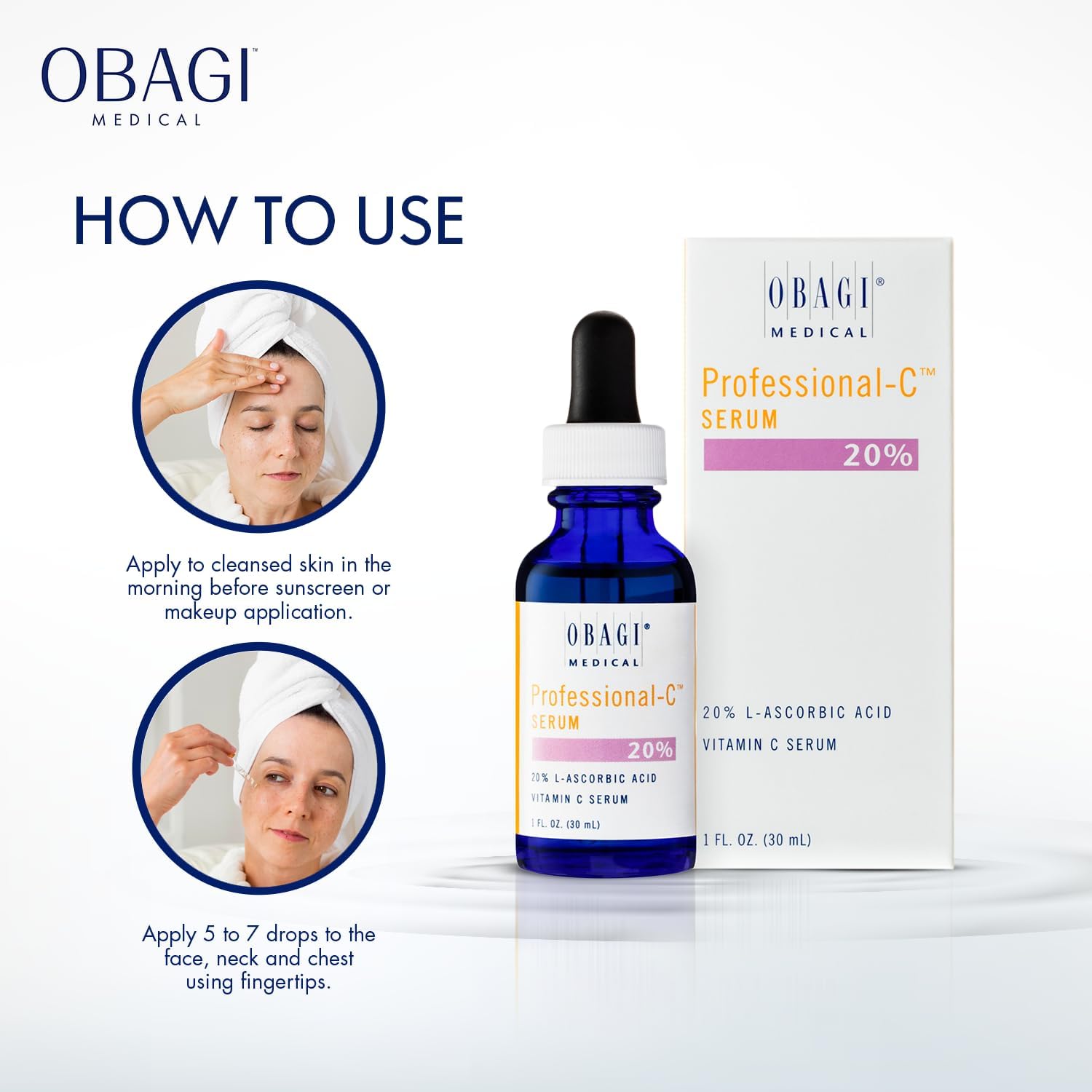 El suero Obagi Professional-C Suero de vitamina C ayuda a iluminar y minimizar la apariencia de líneas finas y arrugas