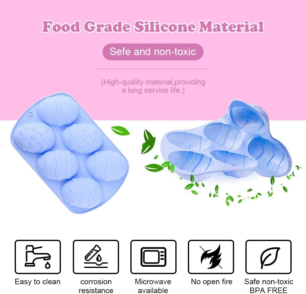 3 moldes de silicona de Pascua, molde grande 3D para huevos de avestruz gigante, helado, dulces, bomba de cacao, gelatina, jabón, moldes de hornear