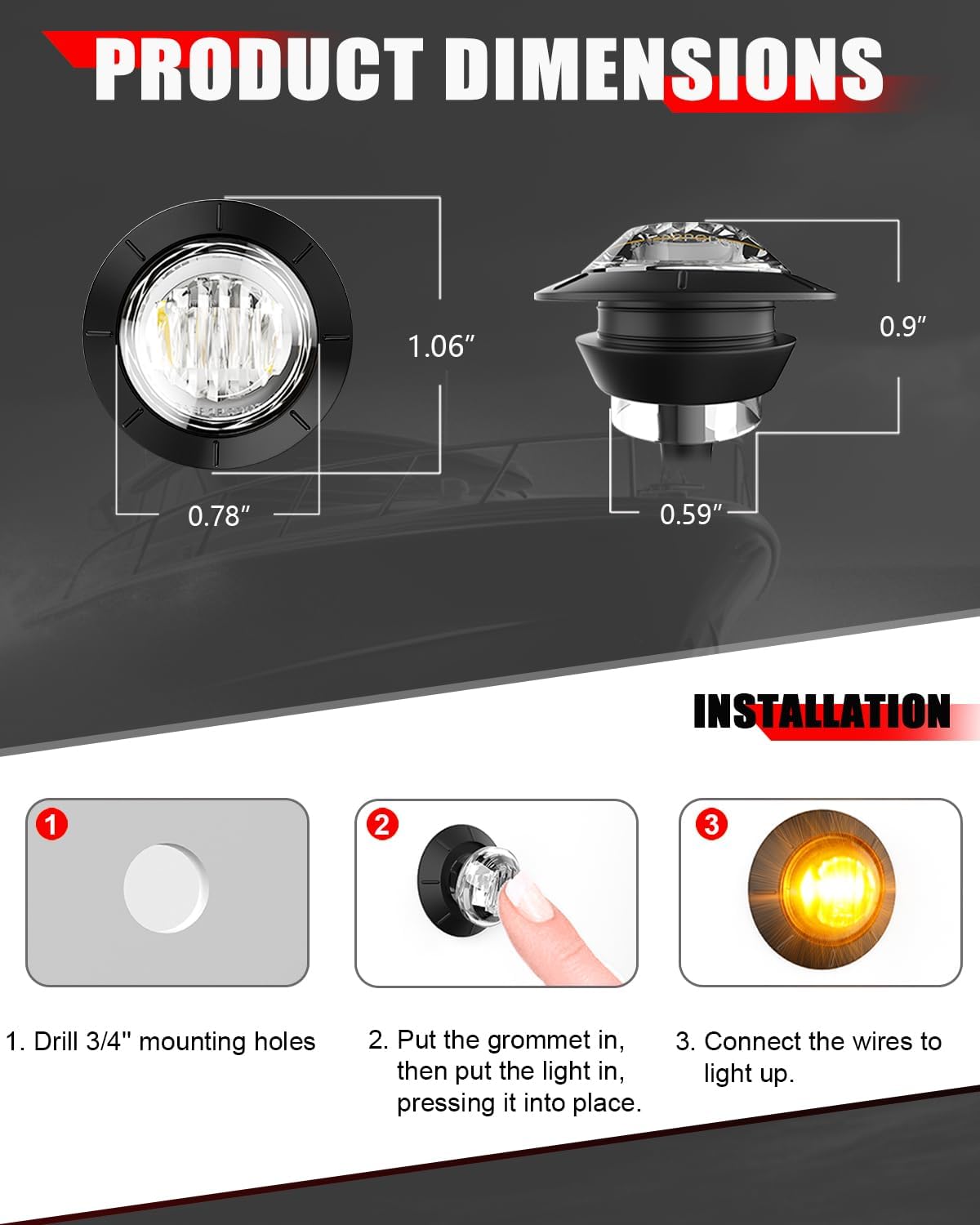 Luces marinas para barco, impermeables, ámbar a verde, de doble color, LED para interior de barco, cubierta de cortesía, luz de navegación de 34
