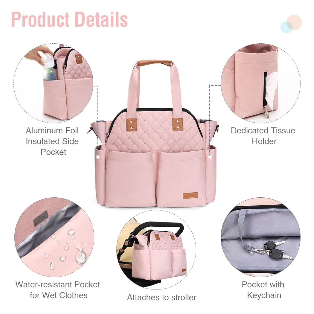 Lekebaby Bolsa de pañales para mamá y niñas, color rosa