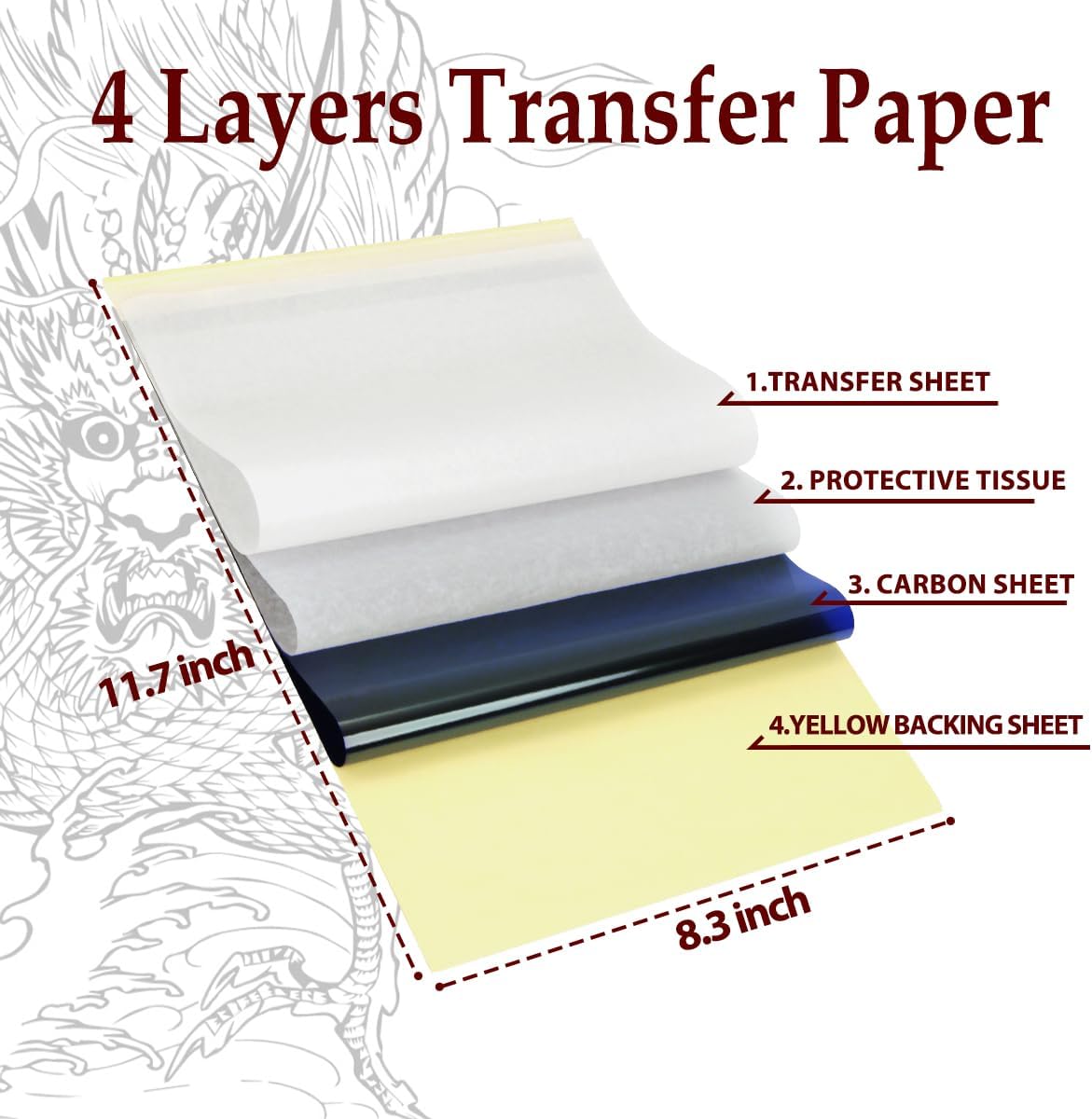 Magic Creator – 20 piezas de papel de transferencia de tatuajes, Stencil Stuff de 4 capas Ultra HD, papel térmico de alta calidad, papel de