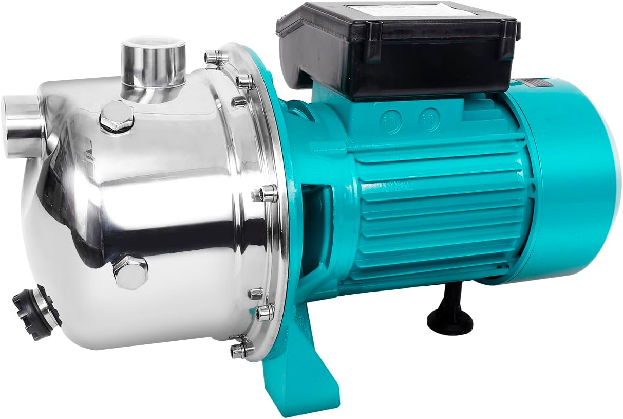 Bomba de chorro de pozo poco profundo de 1.6 HP, bomba convertible de acero inoxidable, bomba de agua de 110 V para granjas, riego de césped de