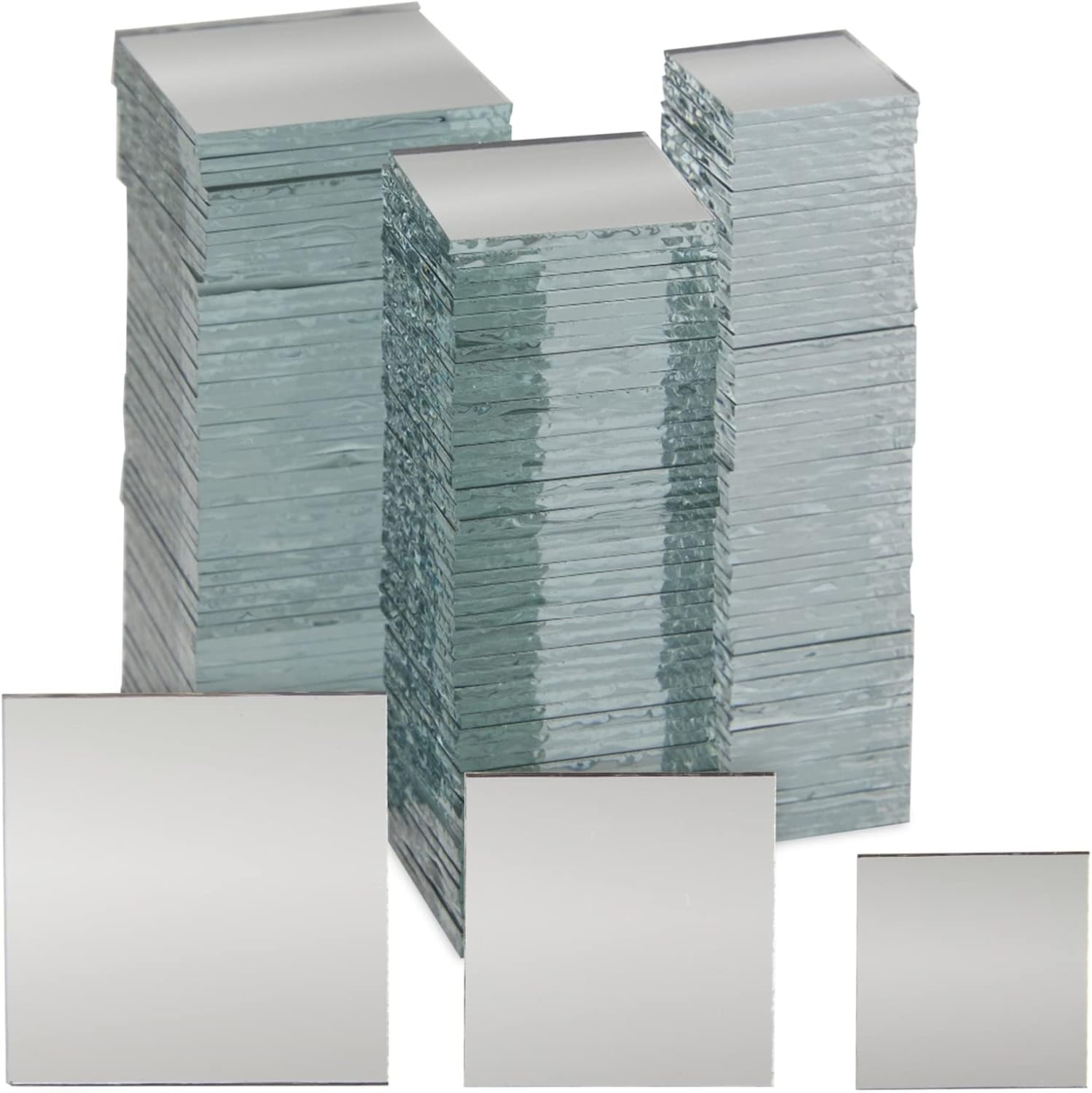 150 espejos cuadrados pequeños para manualidades, azulejos de vidrio para centros de mesa, decoraciones de bricolaje (3 tamaños)