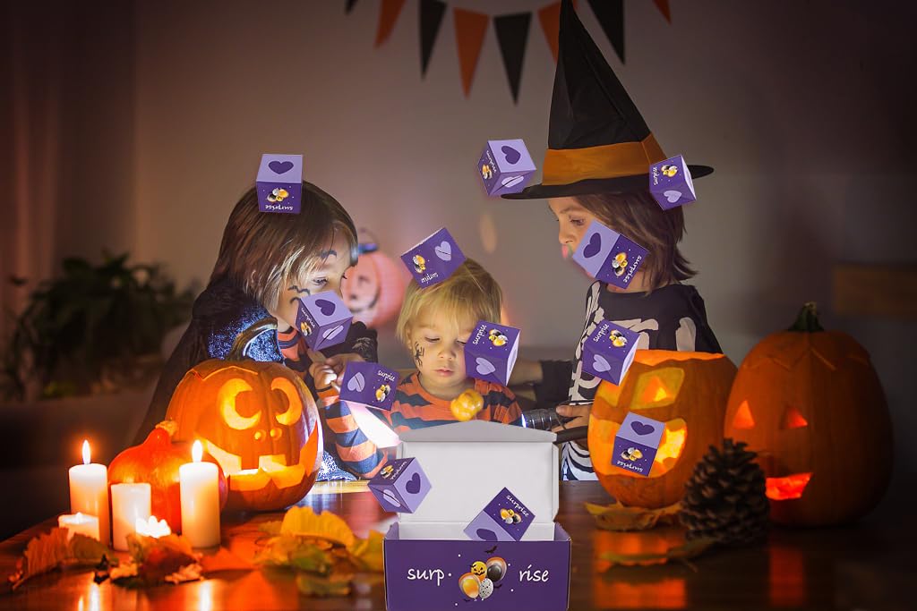 Caja de regalo sorpresa de Halloween, explosión de dinero, caja de regalo morada, caja de regalo sorpresa de Halloween, caja de broma de Halloween,
