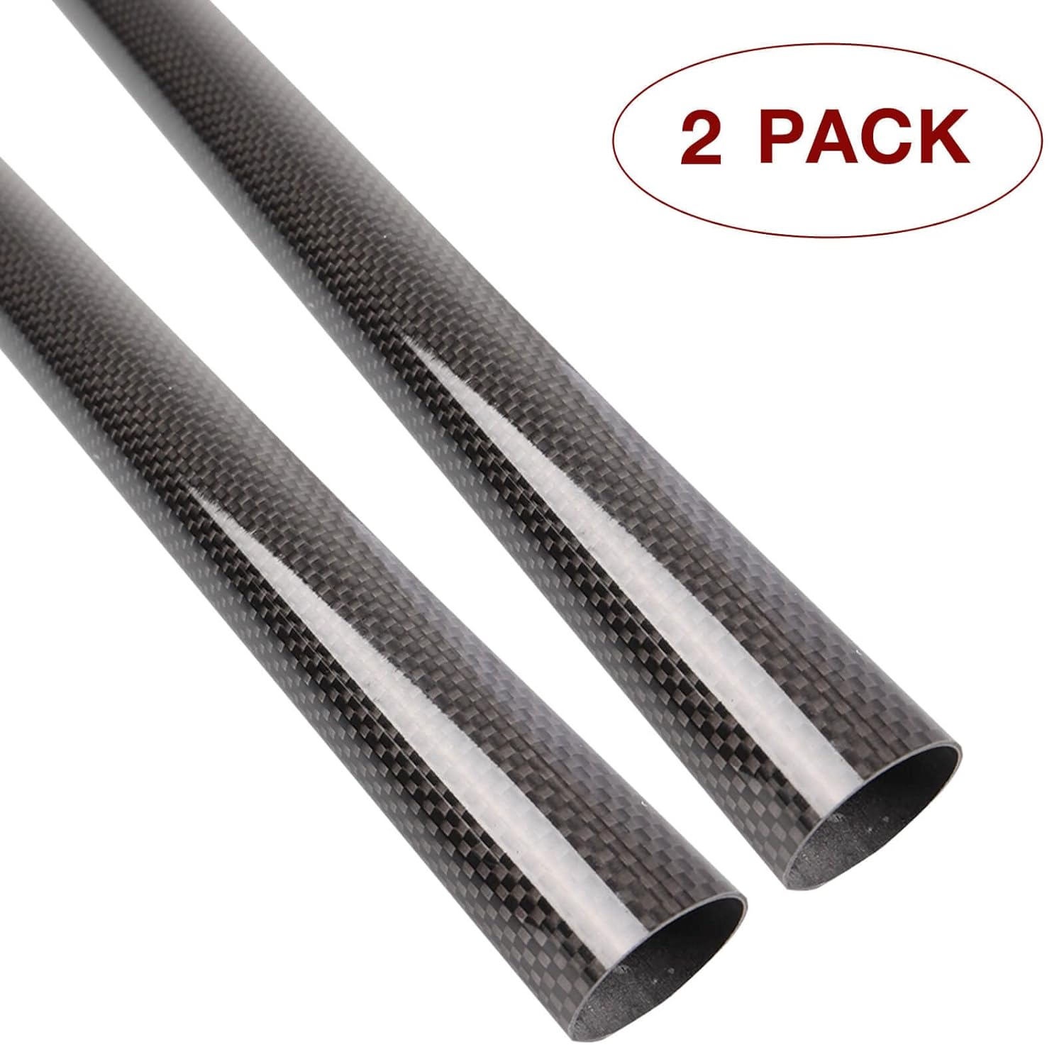 ARRIS Tubos de fibra de carbono de 16.535 in, 0.394 in x 0.472 in x 16.535 in, superficie brillante, rollo 3K, envuelto, tubo de carbono redondo