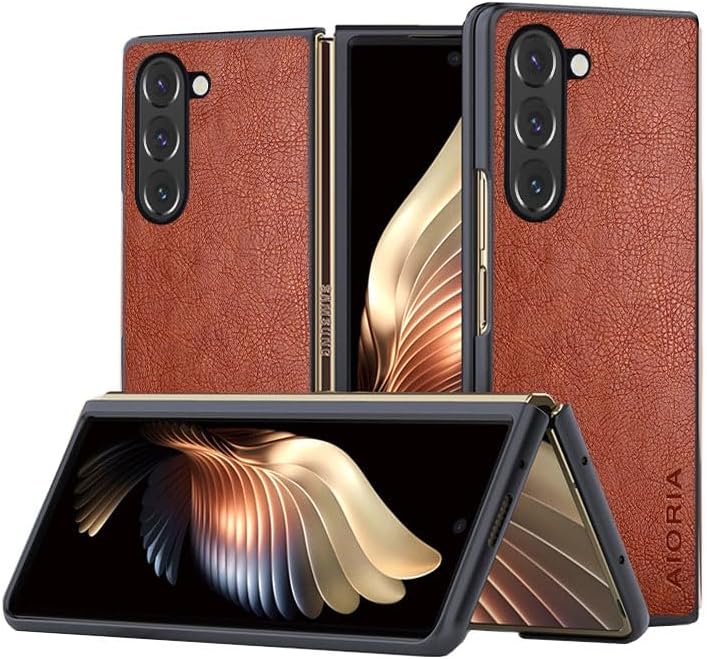 AIORIA Funda para Samsung Galaxy Z Fold5 7.6 “Pantalla Premium PU Funda de cuero PU Diseño retro Business Funda protectora completa para Samsung