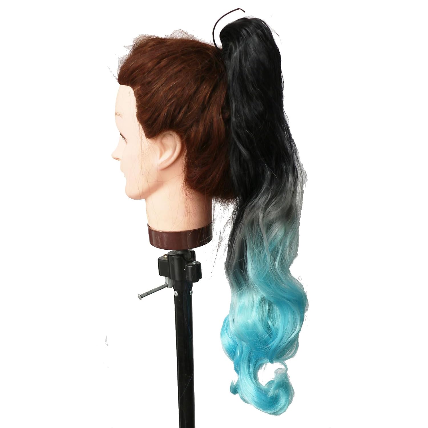 Extensión de cola de caballo rizada con cordón, color degradado, para mujer, extensión de cola de caballo sintética de fábrica (24 pulgadas, T