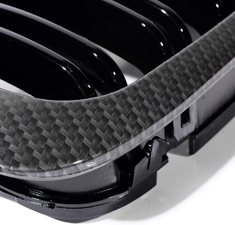 Par de capó frontal riñón rejilla de fibra de carbono negro brillante compatible con BMW E46 1999-2002 2-Door 318is 323is 328is 318i 323i 328i 328i