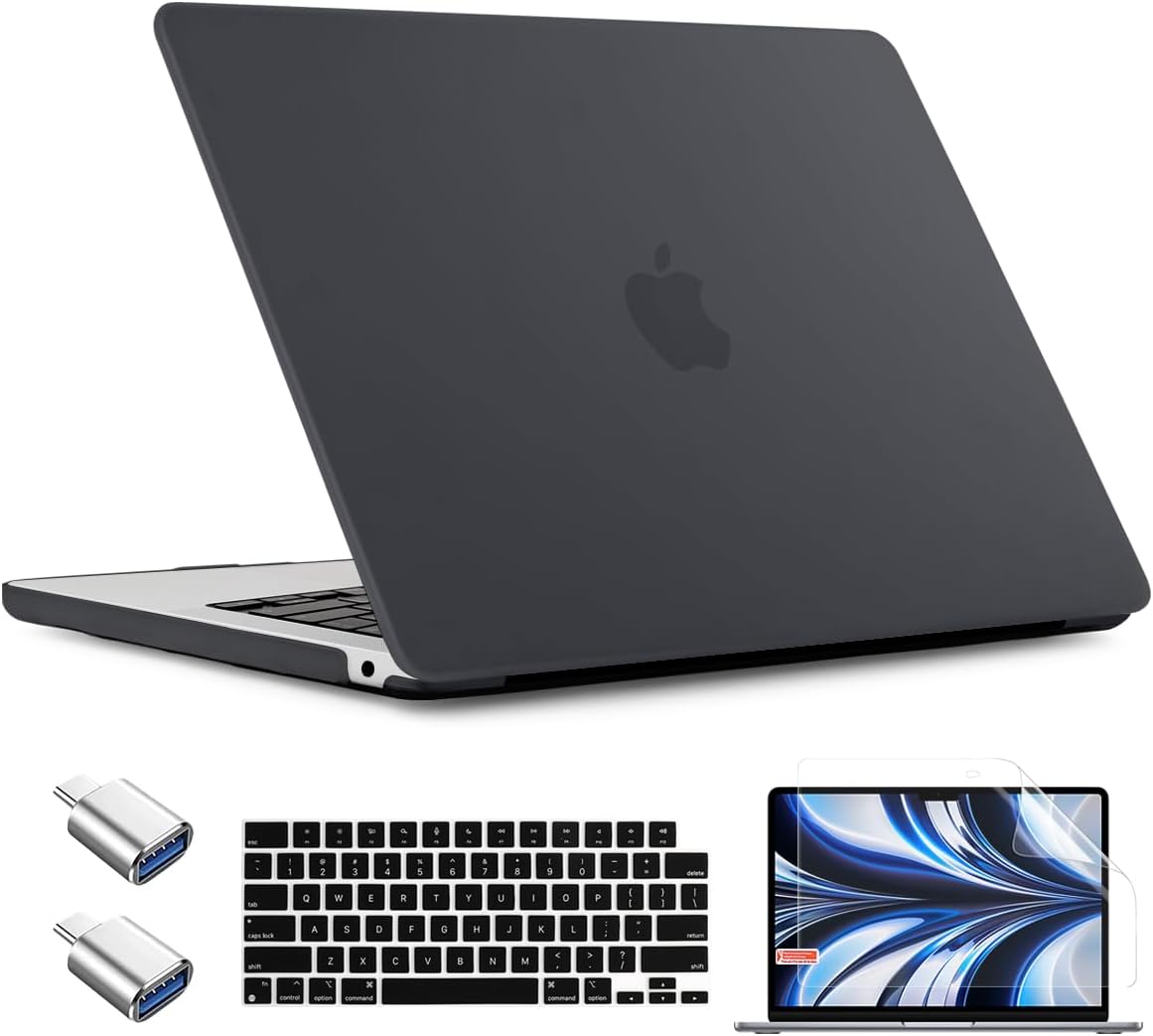 Funda para MacBook Air de 15 pulgadas 2023, modelo A2941 con chip M2, cubierta rígida y cubierta de teclado, protector de pantalla y adaptador OTG