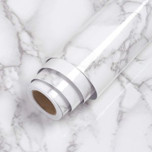 LaCheery Papel de contacto de mármol gris y blanco, papel de contacto decorativo para gabinetes, papel de contacto impermeable para encimera de LaCheery Papel de contacto de mármol gris y blanco, papel de contacto decorativo para gabinetes, papel de contacto impermeable para encimera de