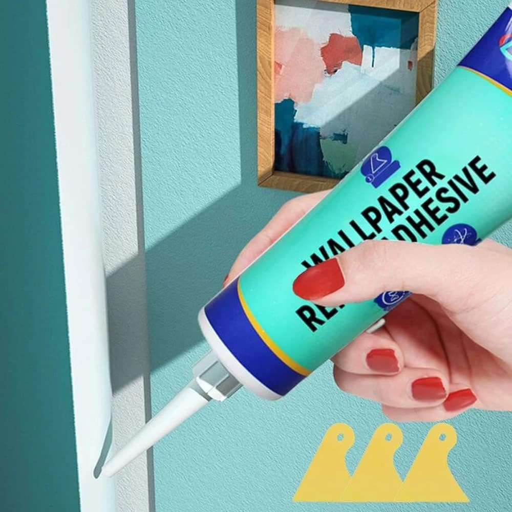 Pegamento de reparación de papel tapiz de 4.7 fl oz, cortina de póster, pegamento especial, fuerte reparación incolora e insípida, pelado de bordes