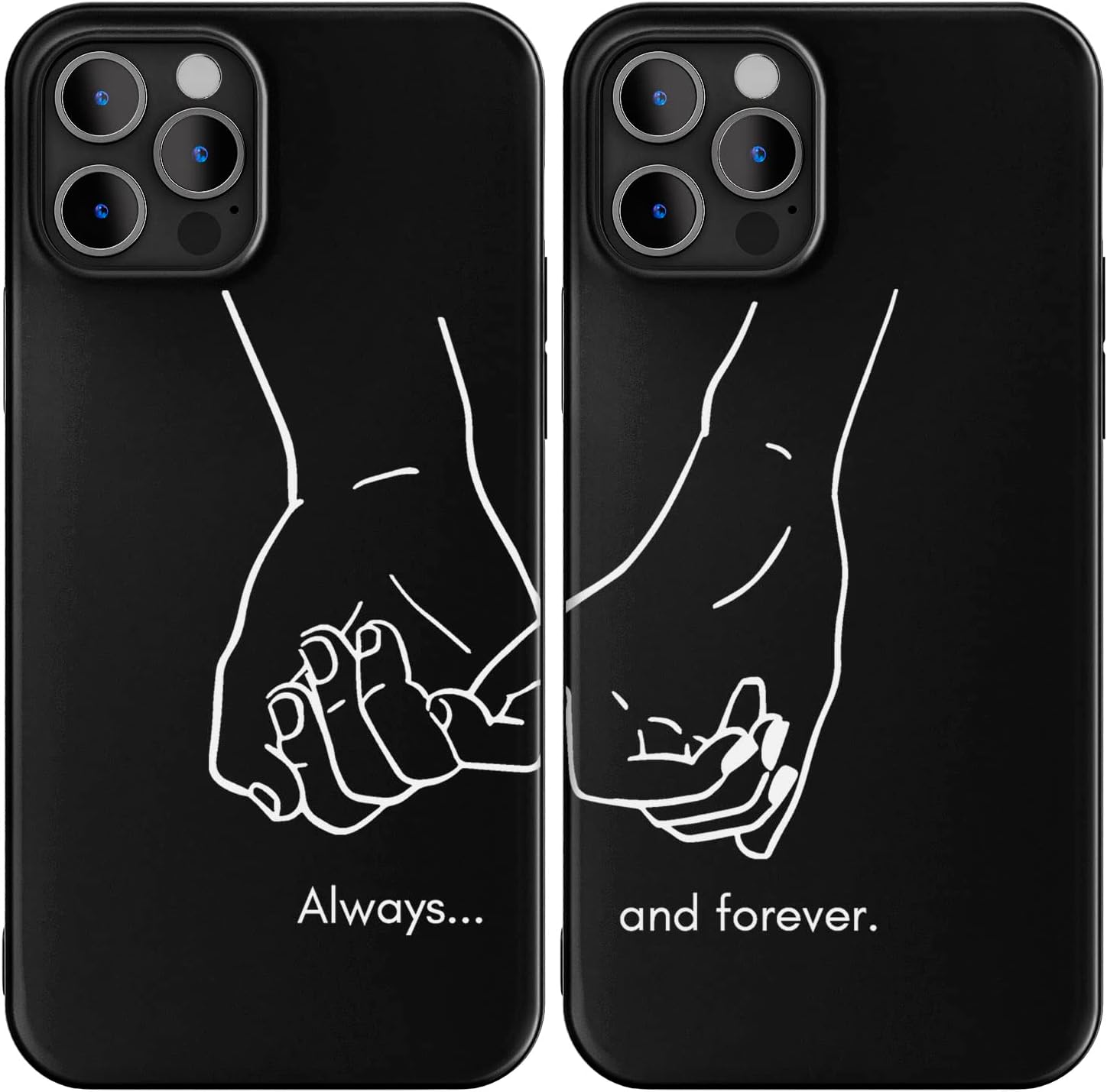 Cavka Fundas negras a juego compatibles con iPhone 13 Pro Max de 6.7 pulgadas para parejas, bonitas manos de promesa meñique, aniversario de boda,