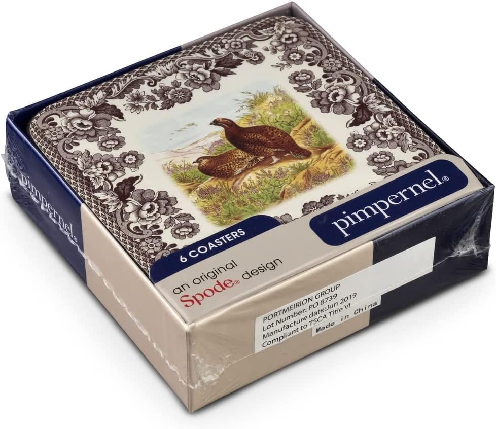 Pimpernel Spode Woodland Collection Posavasos  Juego de 6  Tablero con respaldo de corcho  Resistente al calor y a las manchas  Posavasos para