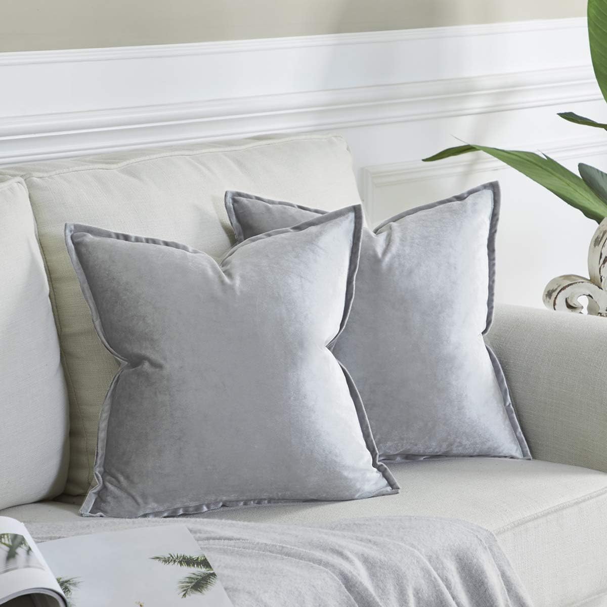 GIGIZAZA – Fundas decorativas de terciopelo dorado para cojín, diseño cuadrado, 18 x 18 pulgadas, para sillón, sofá, paquete de 2 unidades