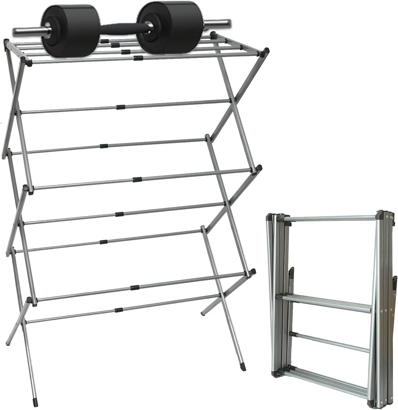 Estante de secado de ropa, estante plegable de 3 niveles, doble prevención de óxido, estante de lavandería móvil y expandible para el hogar al aire