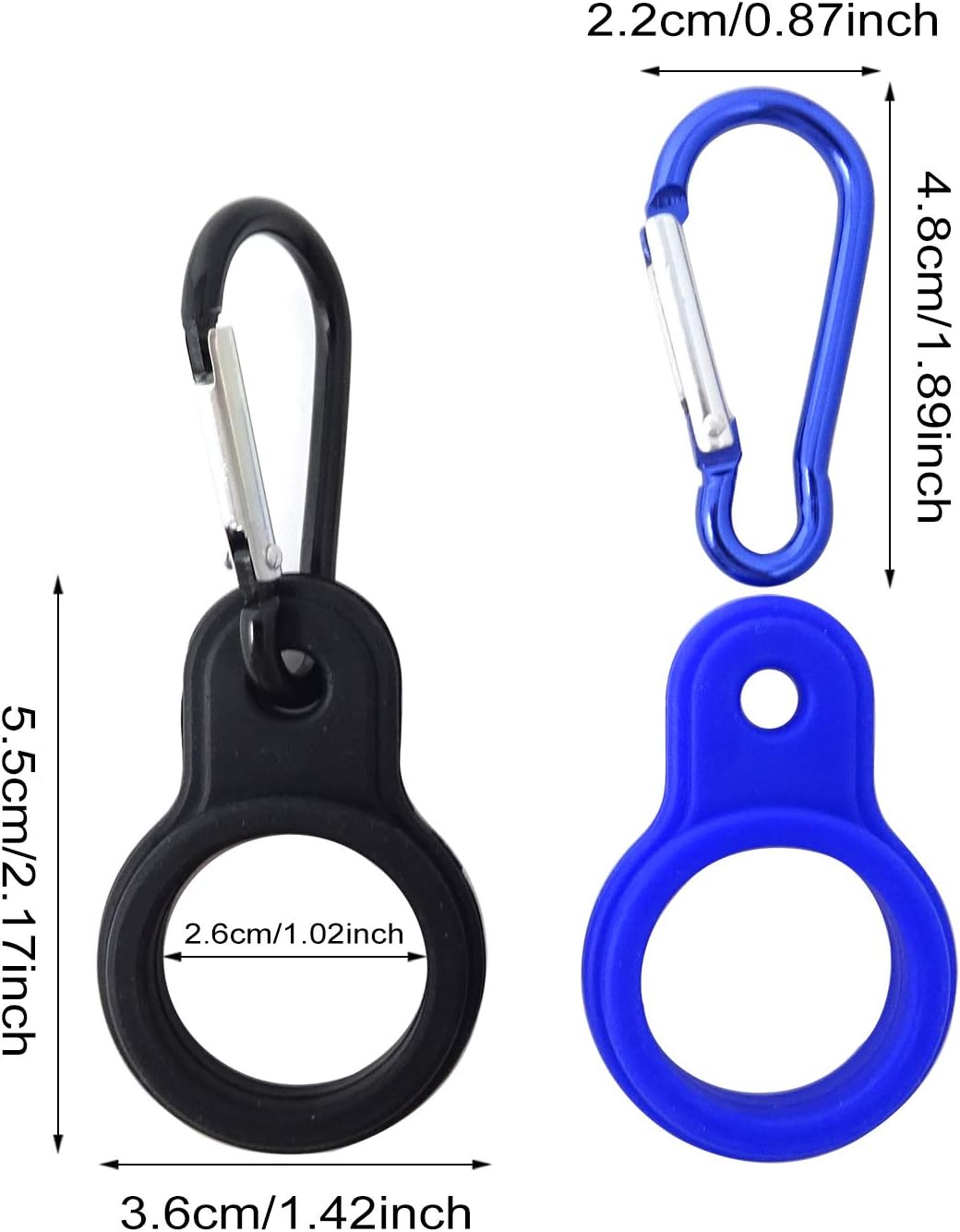 Honbay 5 soportes de silicona para botellas de agua con llavero de metal para actividades al aire libre o uso diario