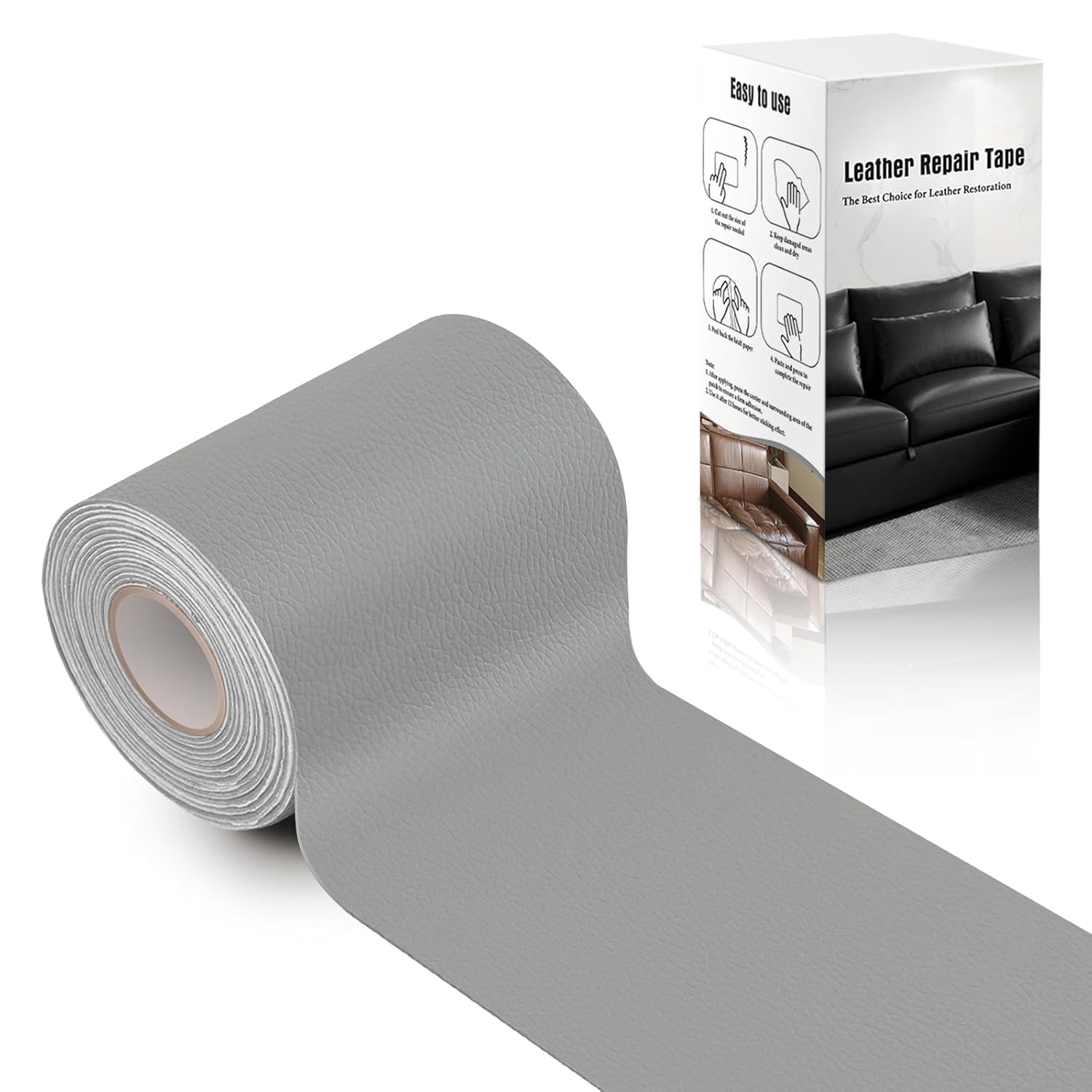 Parche de reparación de cuero autoadhesivo de 4 x 60 pulgadas, parches de cuero para muebles, kit de reparación de cuero de vinilo para sofás,