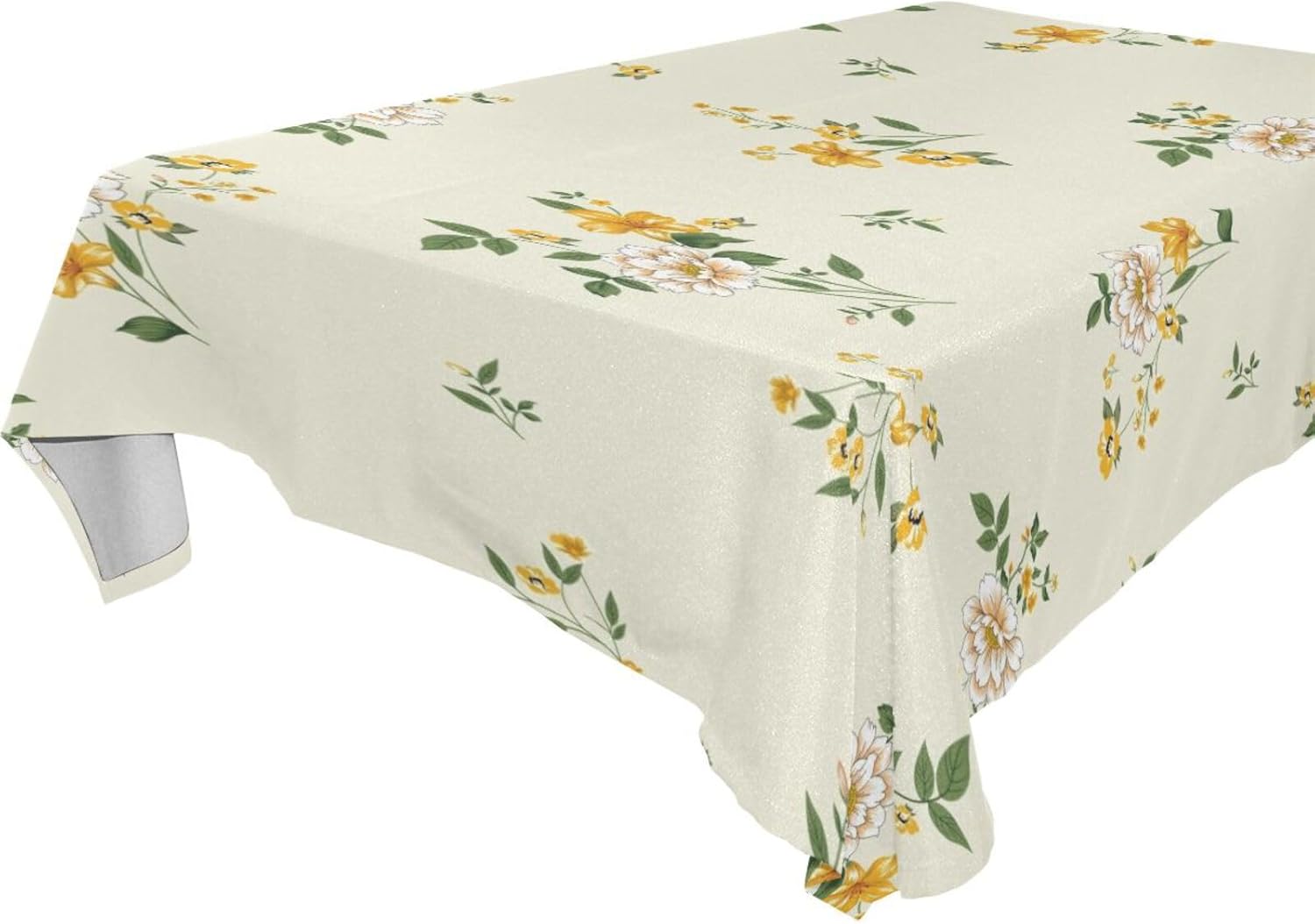 ZOEO Mantel rectangular con estampado de flores sobre amarillo, moderno, mantel de cocina y comedor, mantel decorativo lavable para fiestas, picnic,