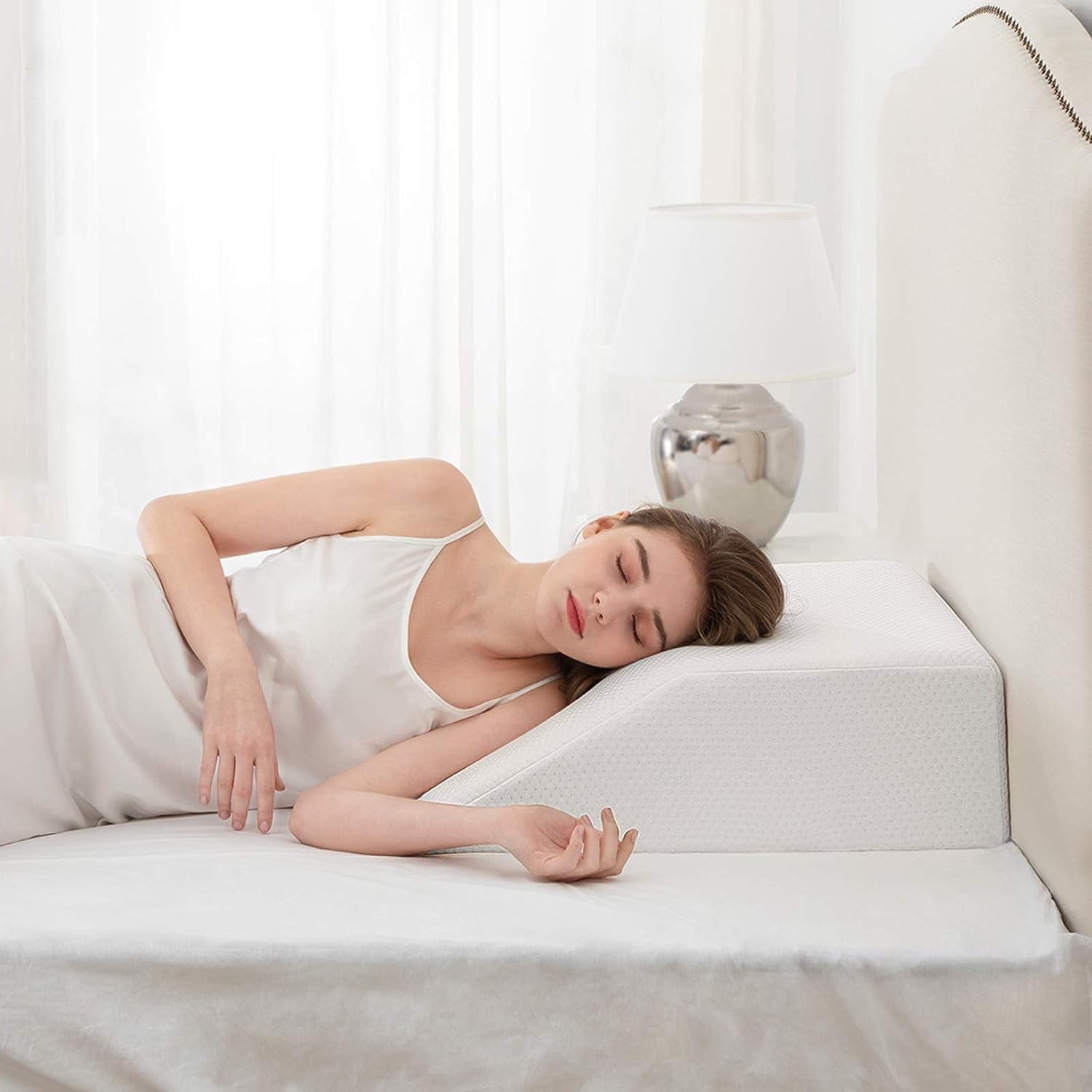 joybest Almohada de elevación de piernas con parte superior de espuma viscoelástica de gel refrescante, almohadas de piernas de 8 pulgadas para