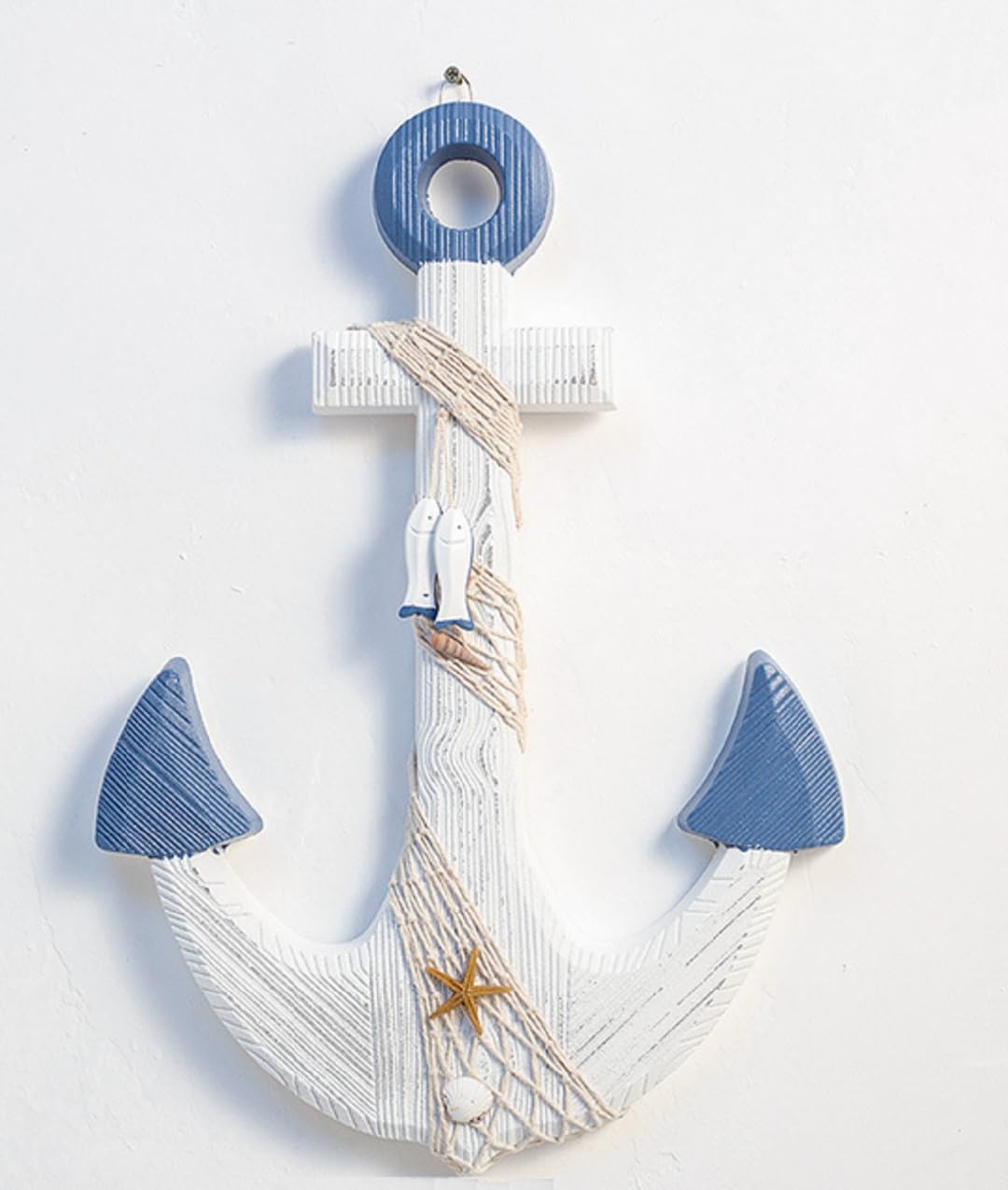 zmgmsmh Ancla de madera náutica de 18 pulgadas, decoración de pared grande, ancla rústica, escultura de arte de pared, temática de playa, decoración