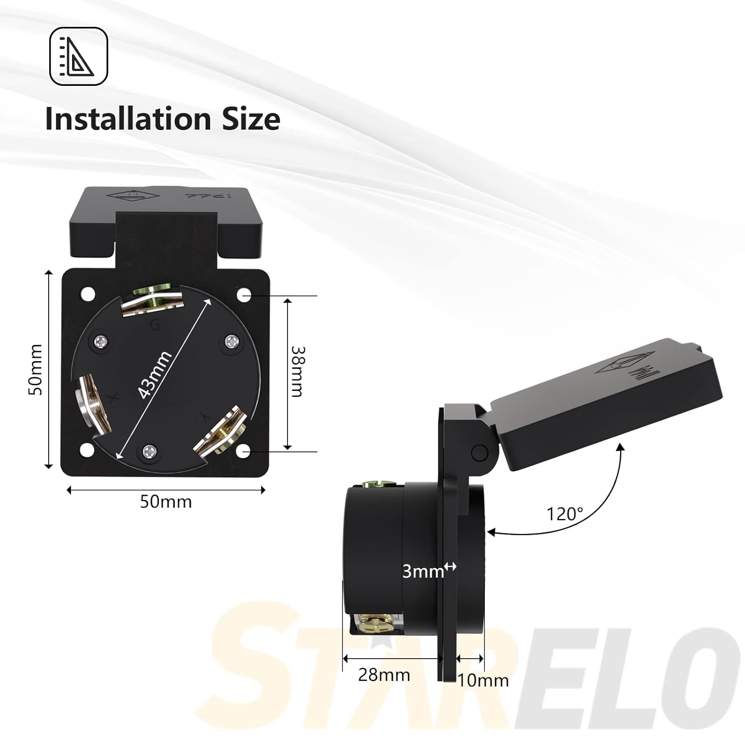 STARELO Receptáculo de bloqueo de 30 amperios para generador NEMA L6-30R con cubierta, 250 voltios, 2 polos, 3 cables, resistente a la intemperie,