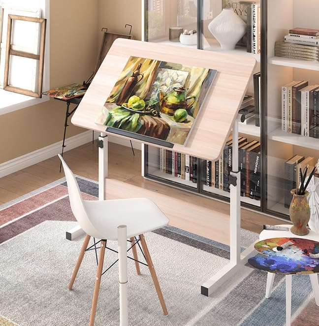 Escritorio móvil de pie ajustable en altura de 16 x 24 pulgadas, escritorio abatible de 360, escritorio de pie para oficina en casa, escritorio de