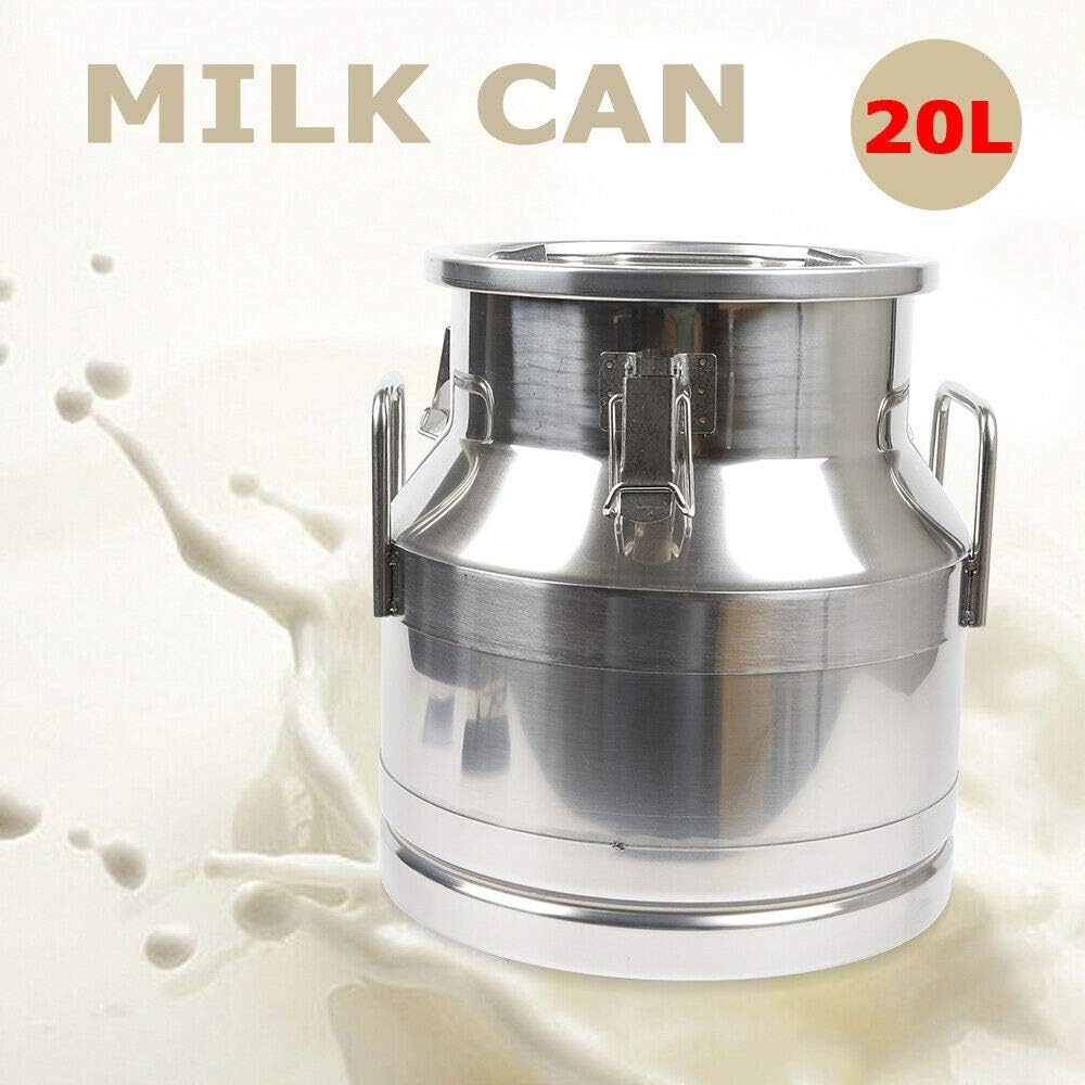 20L 5.25 galones de acero inoxidable lata de leche, jarra de leche cubo de vino cubo botella contenedor líquido almacenamiento Wtapa sellada de