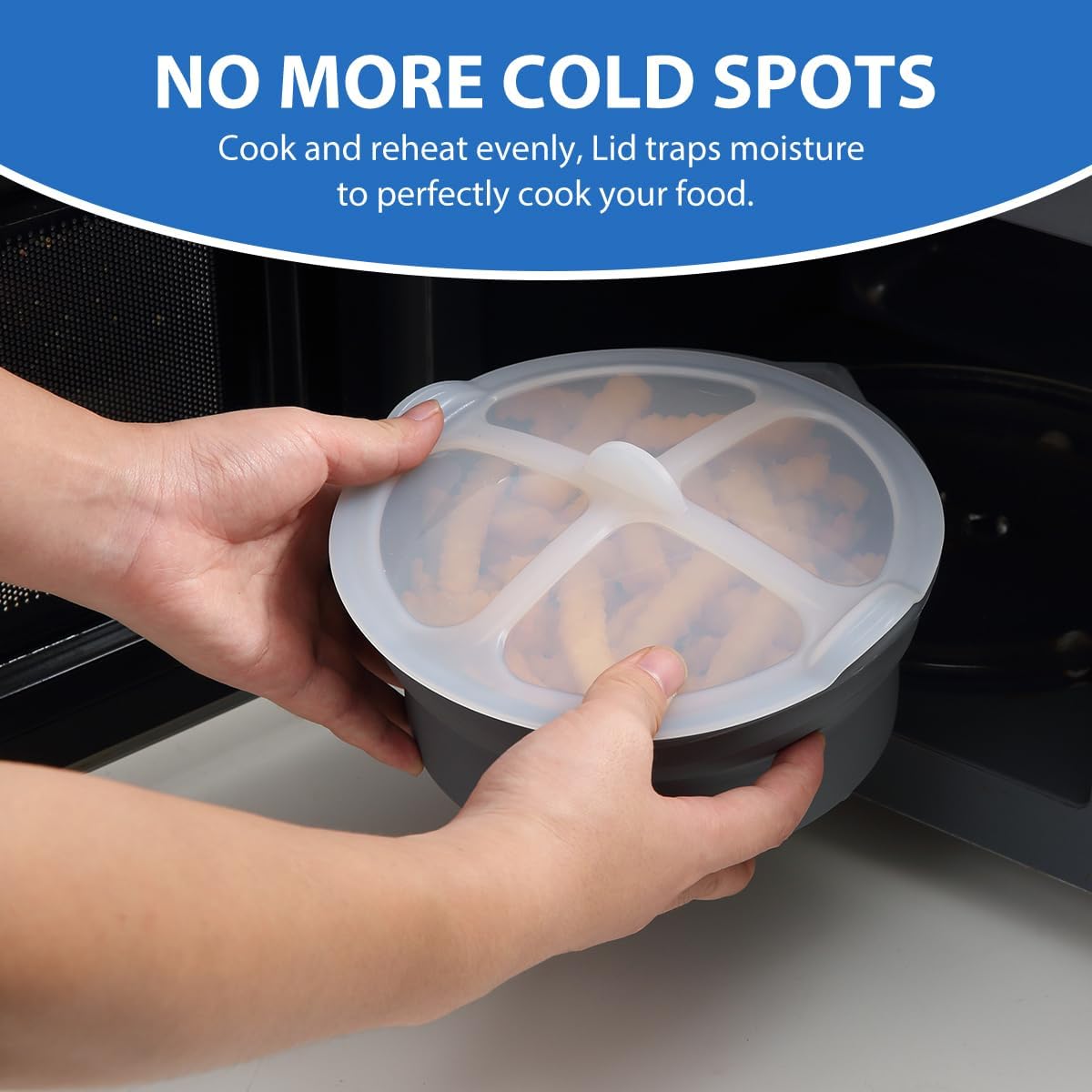 Utensilios de cocina para microondas para cocinar cuencos de mezcla seguros para microondas para verduras de silicona plegable sin BPA 1.2L
